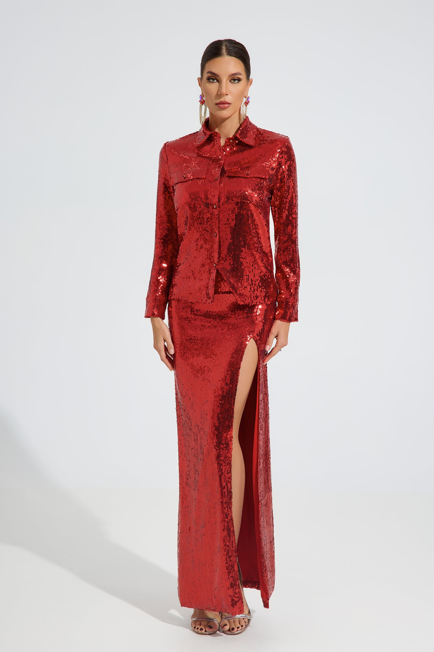 Ellwood Radiant Sequin Shirt Maxi Dress