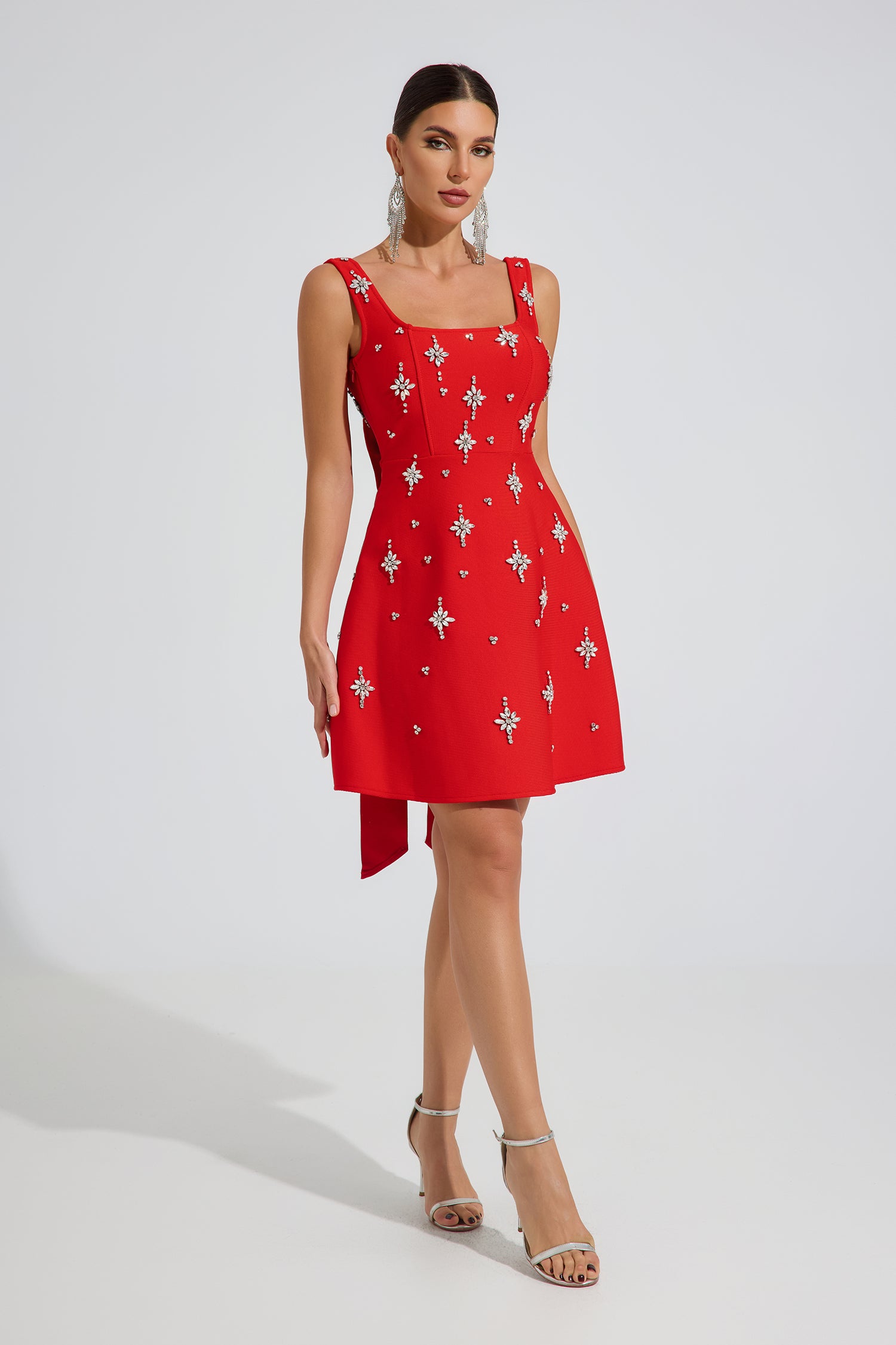 Cameron Ruby Star Embellished Mini Dress