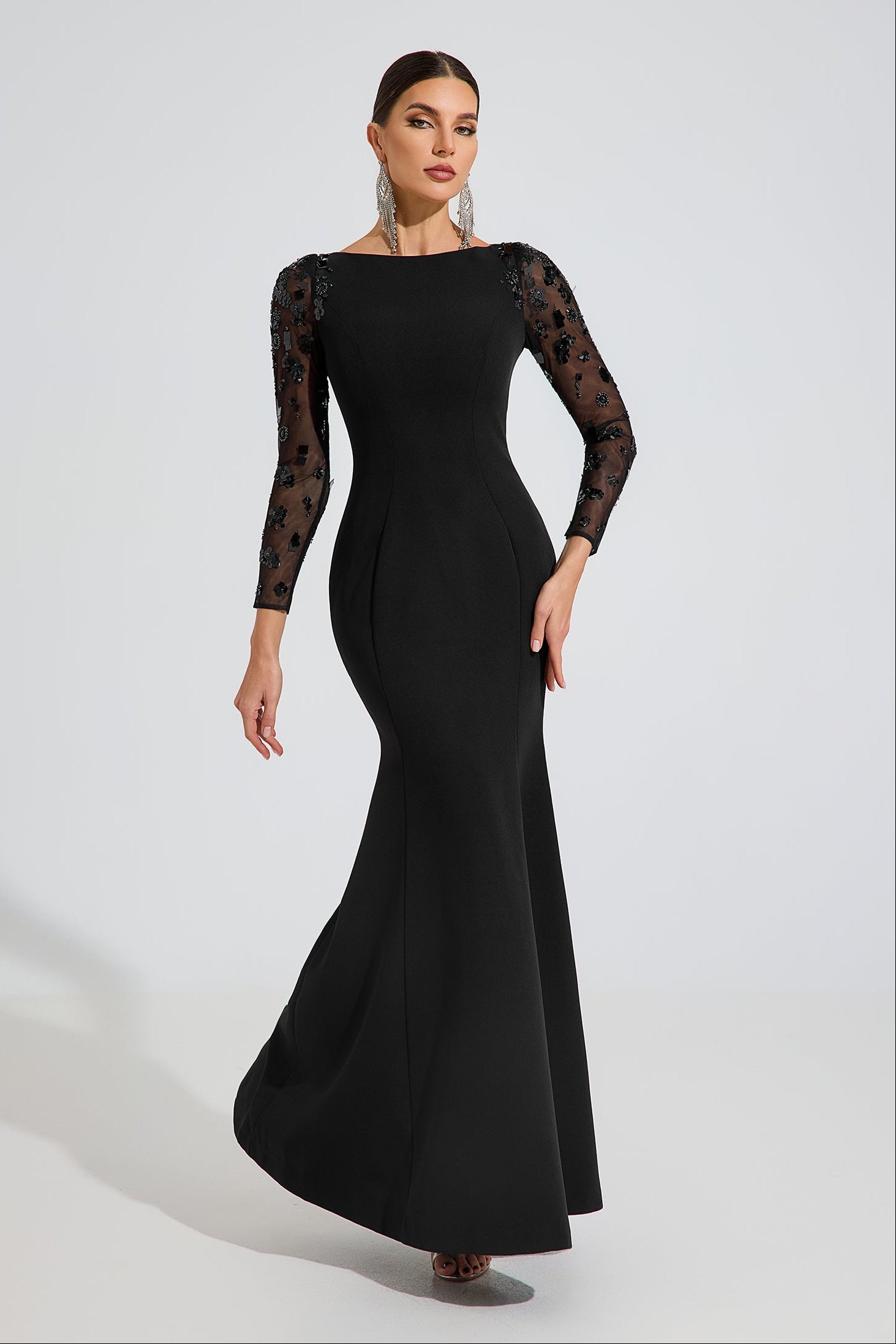 Rowan Black Embellished Elegance Maxi Dress