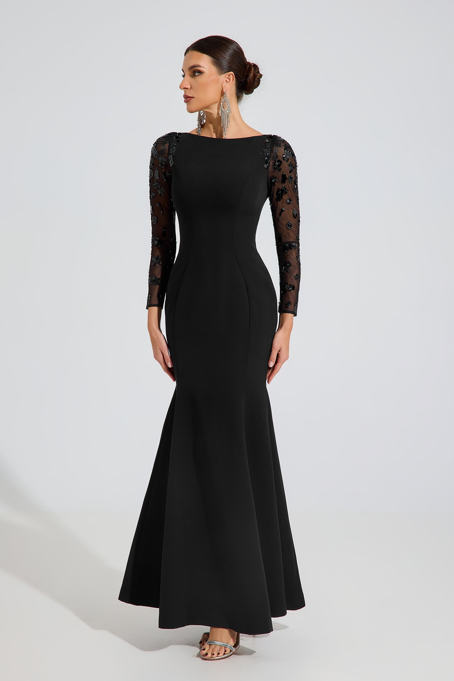 Rowan Black Embellished Elegance Maxi Dress