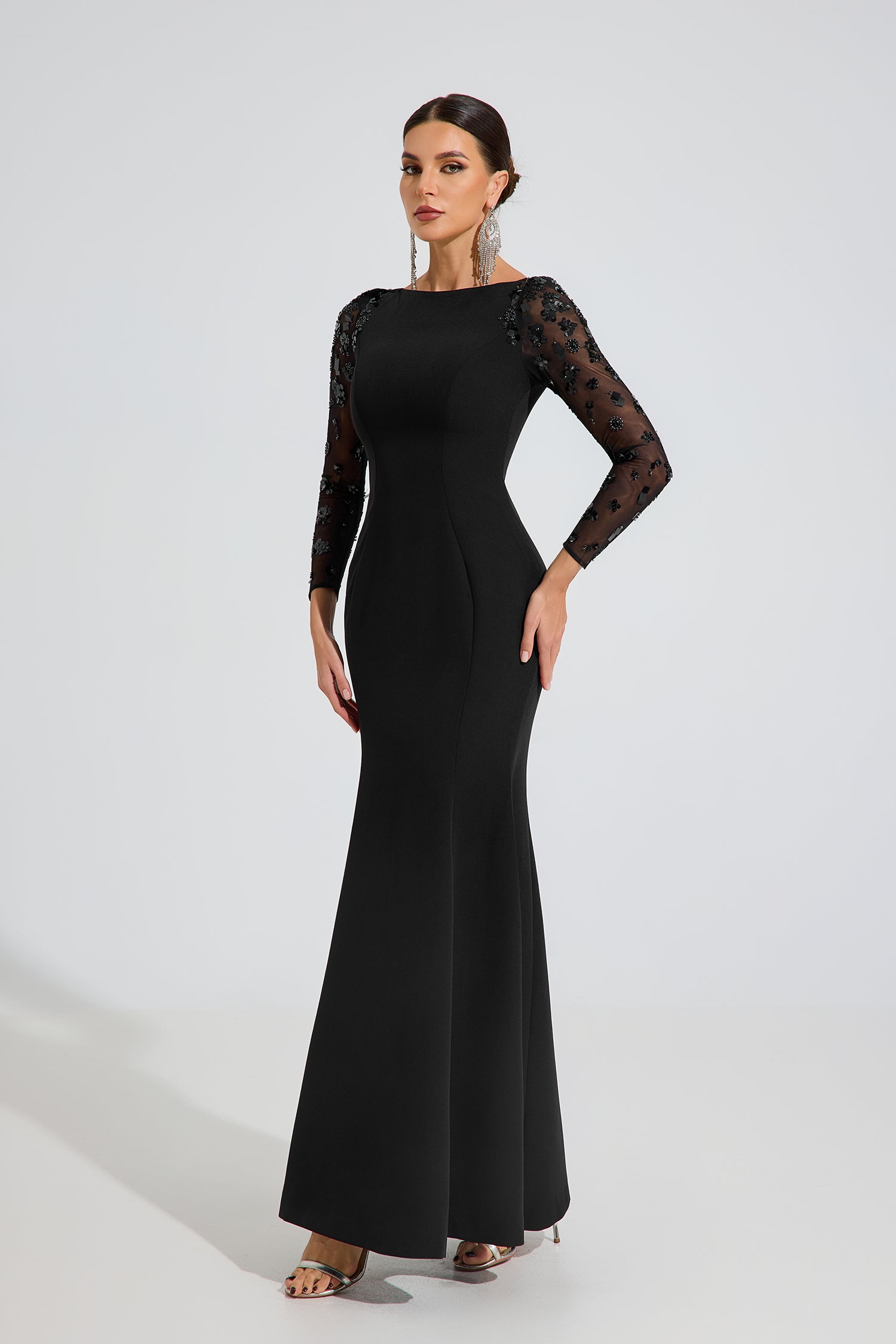 Rowan Black Embellished Elegance Maxi Dress