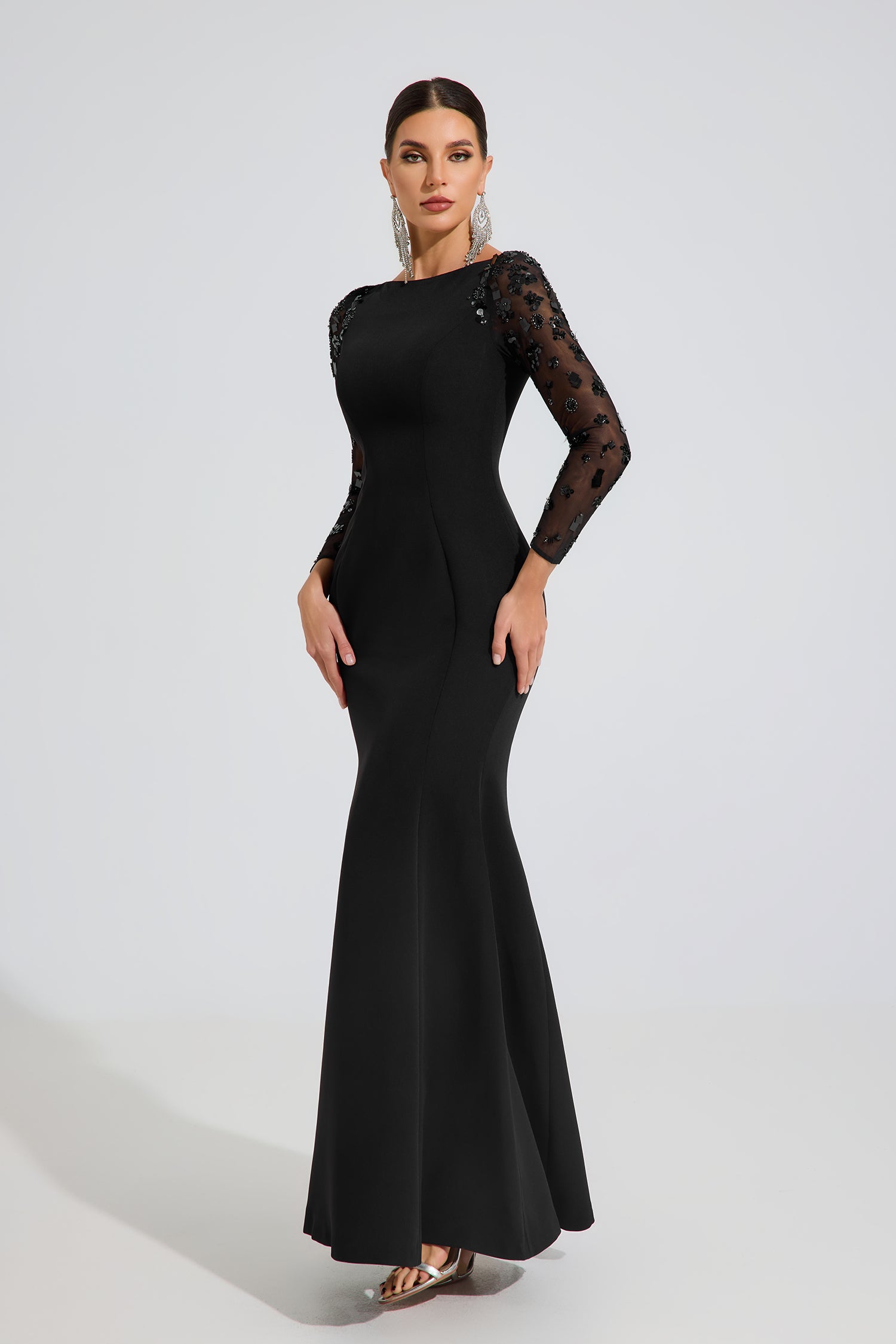 Rowan Black Embellished Elegance Maxi Dress