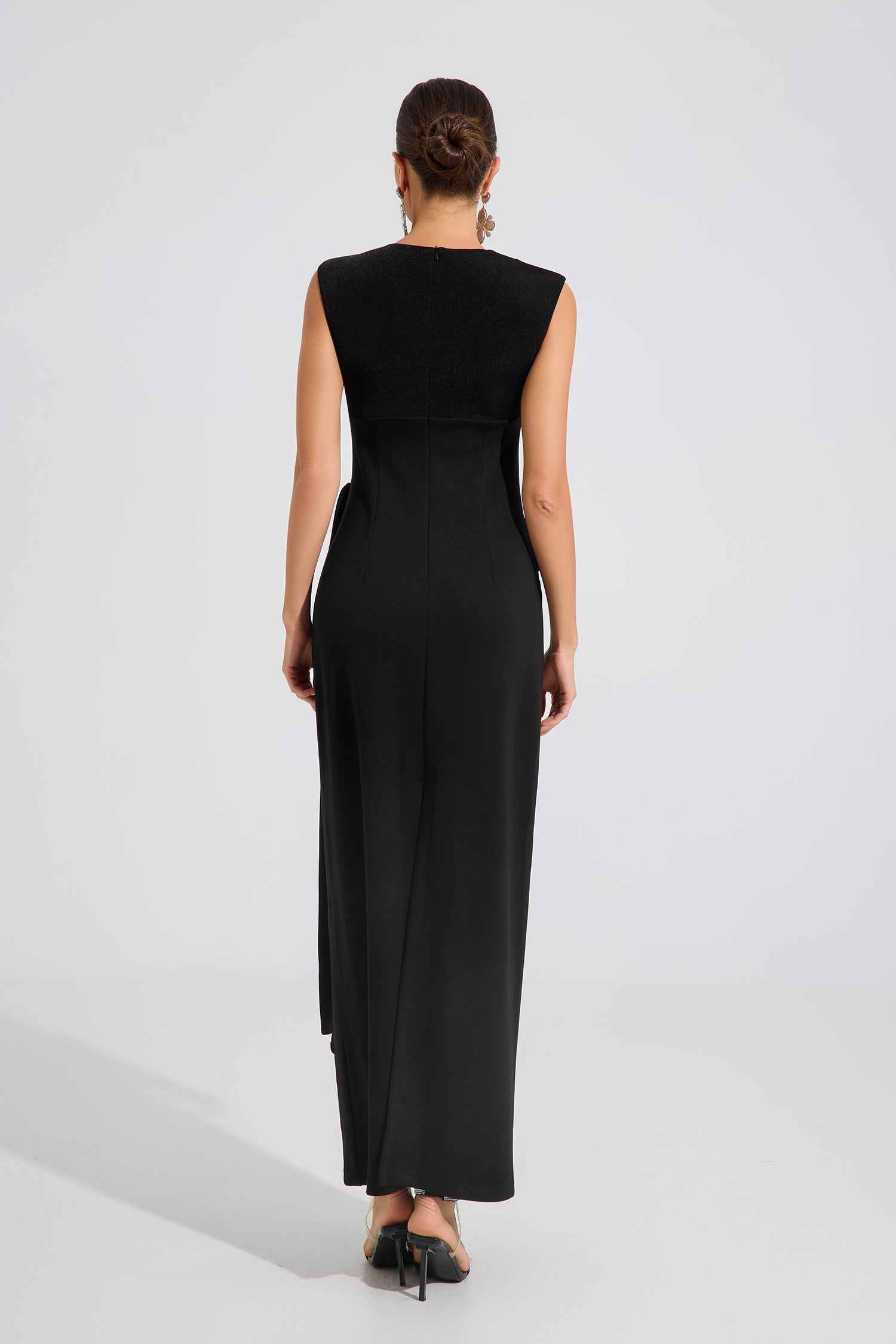 Cypress Noir Draped Elegance Maxi Dress