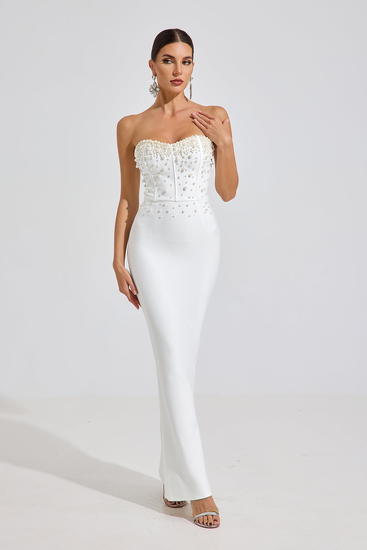 Ashcroft Pearl Radiance Strapless Maxi Dress