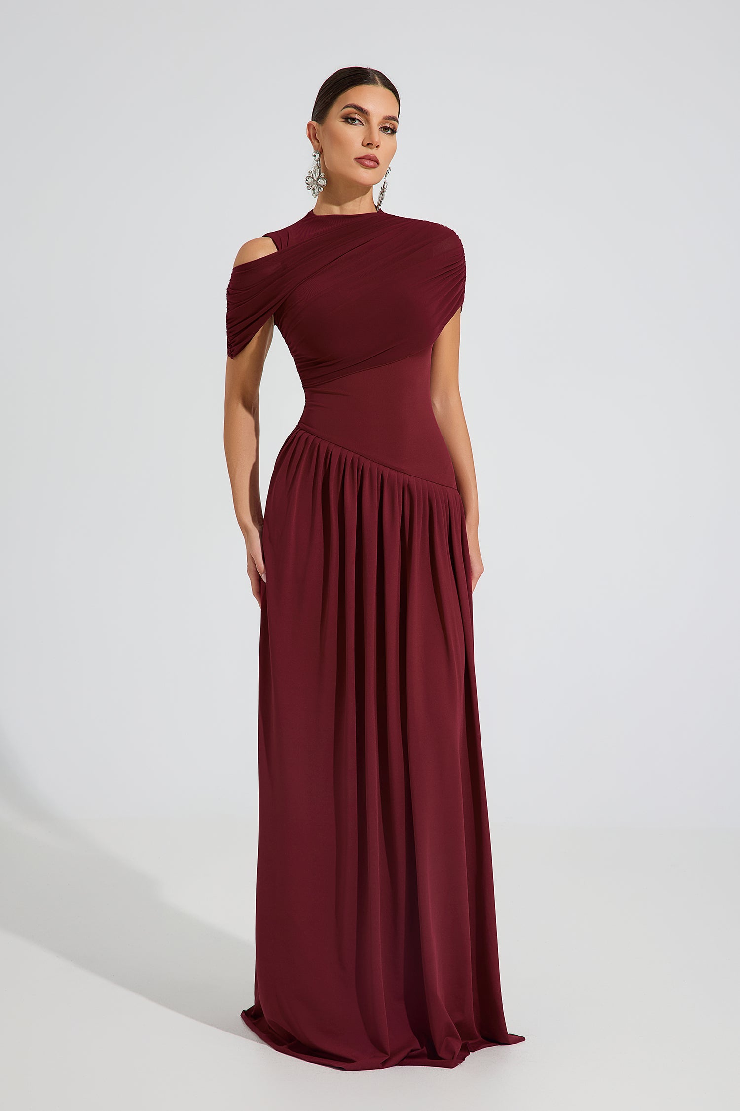 Lilith One-Shoulder Draped Evening Maxi Dress