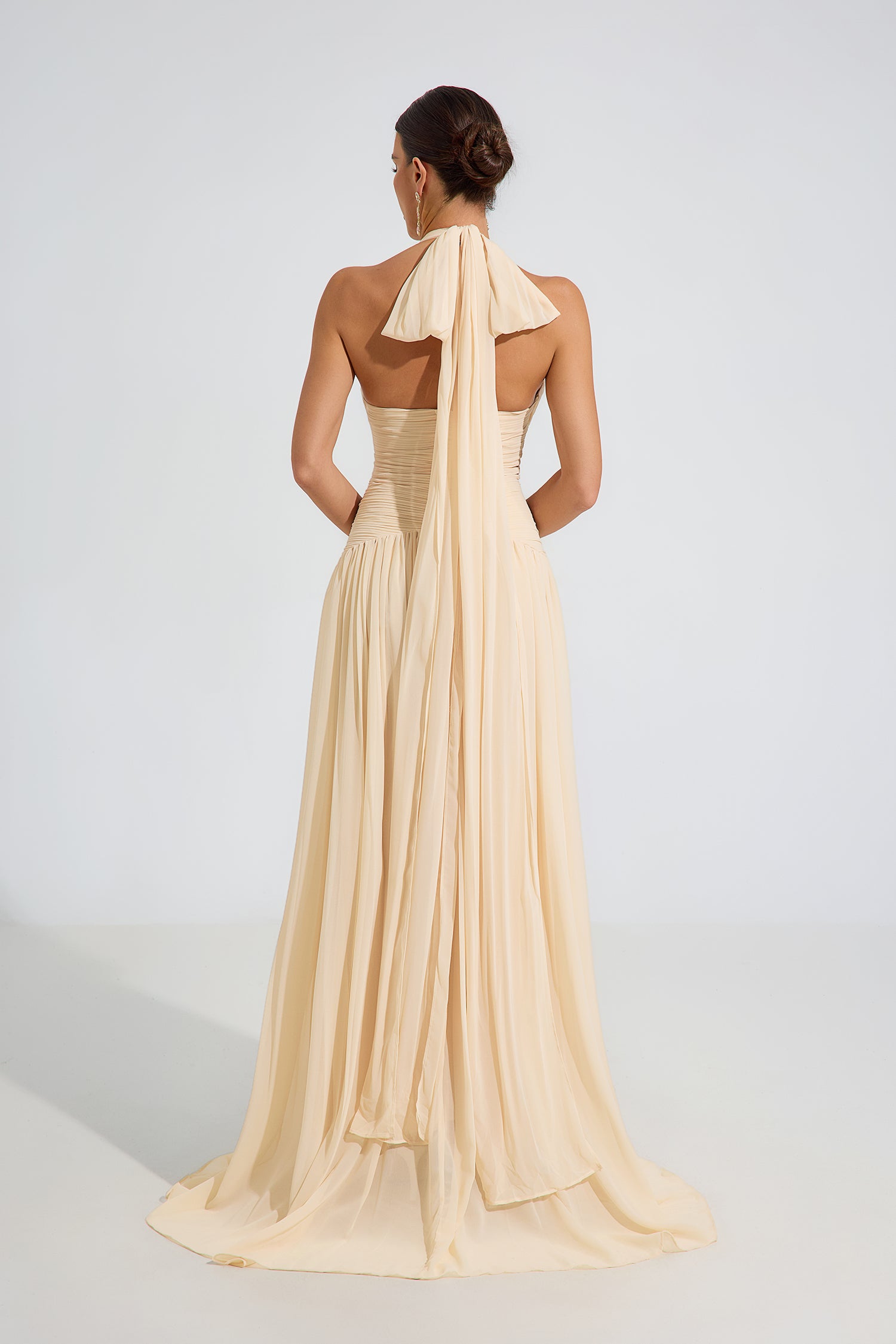 Anastasia Beige Grace Halter Maxi Dress