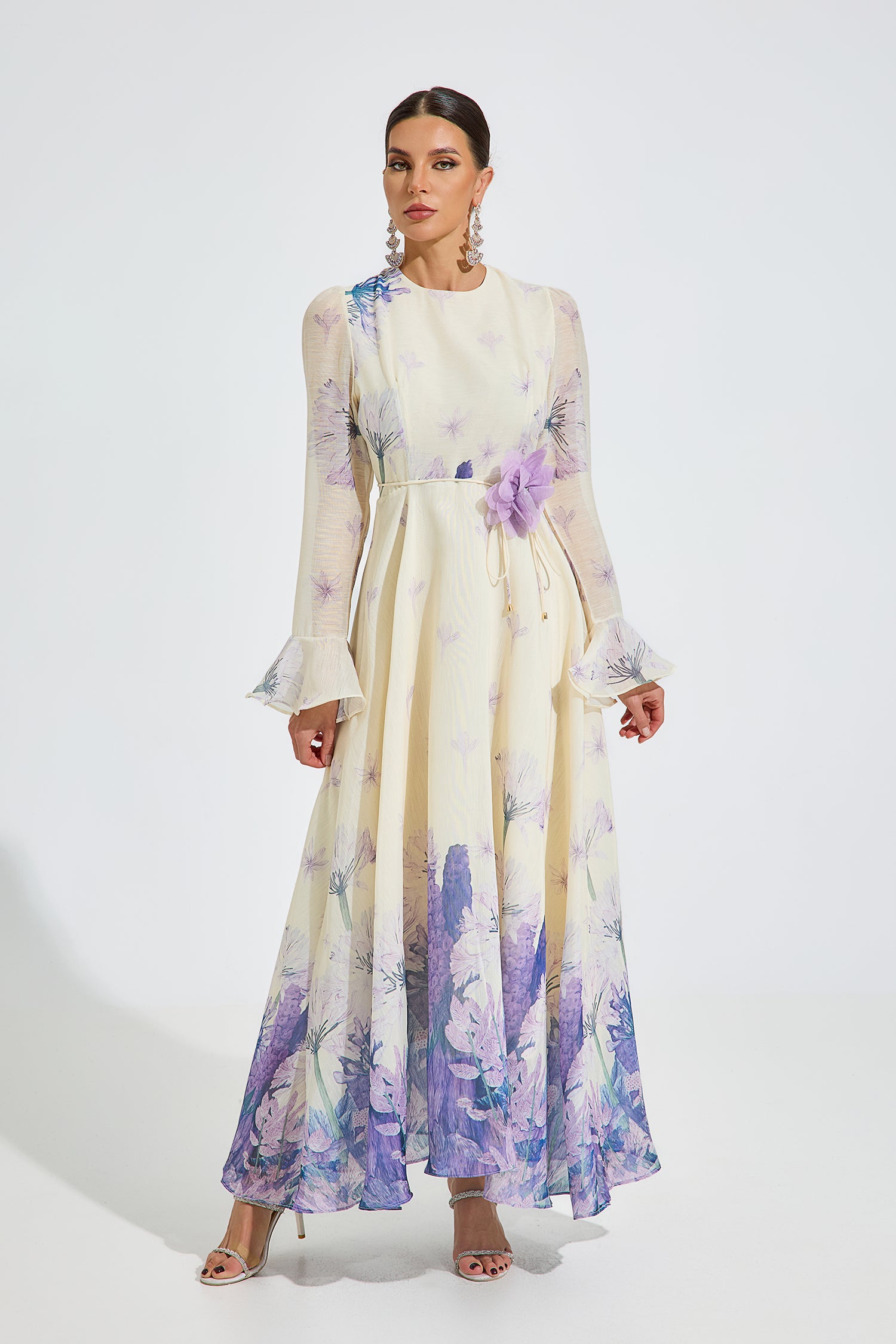 Sharon Lilac Bloom Chiffon Maxi Dress