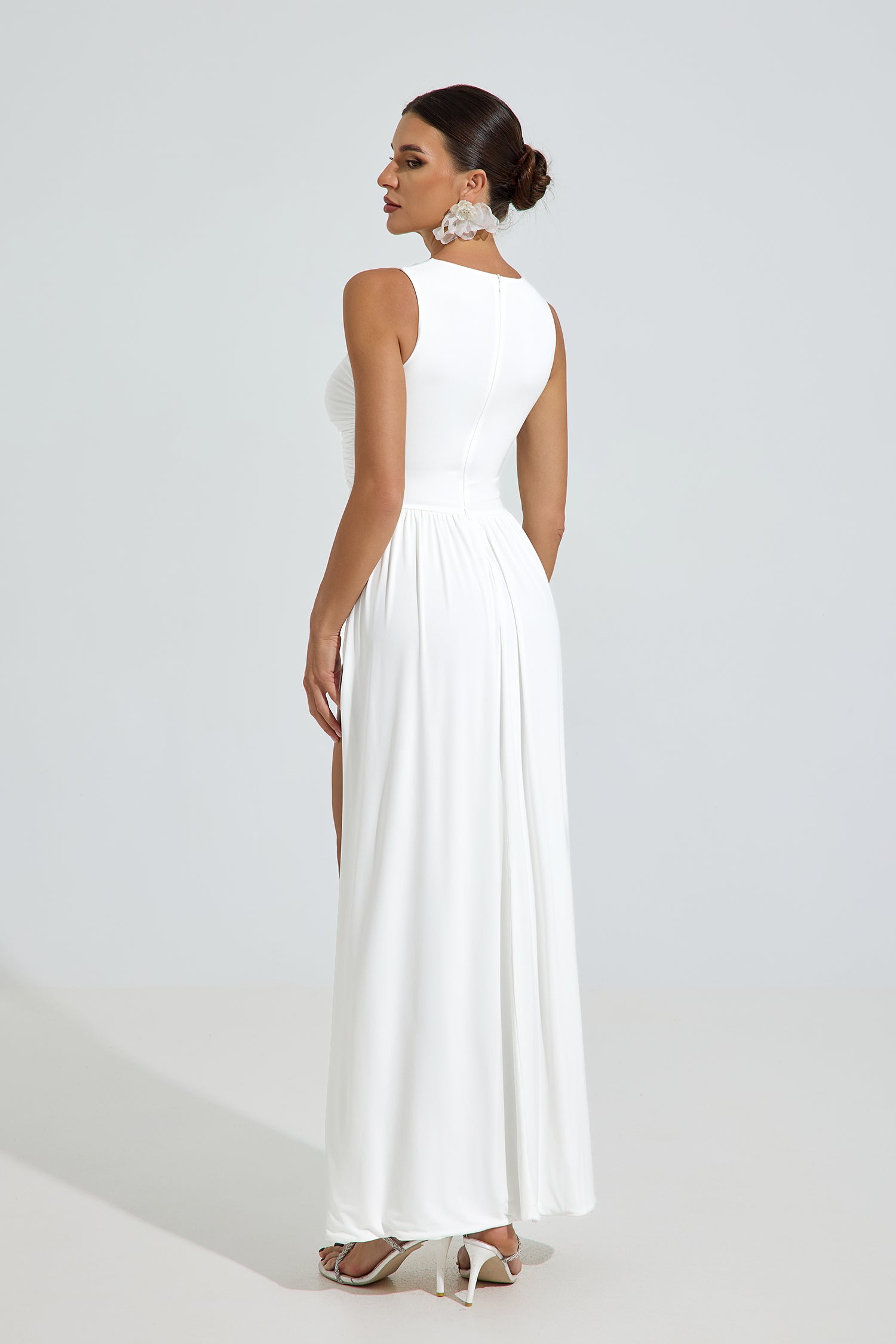 Magaly Draped Ivory Maxi Dress