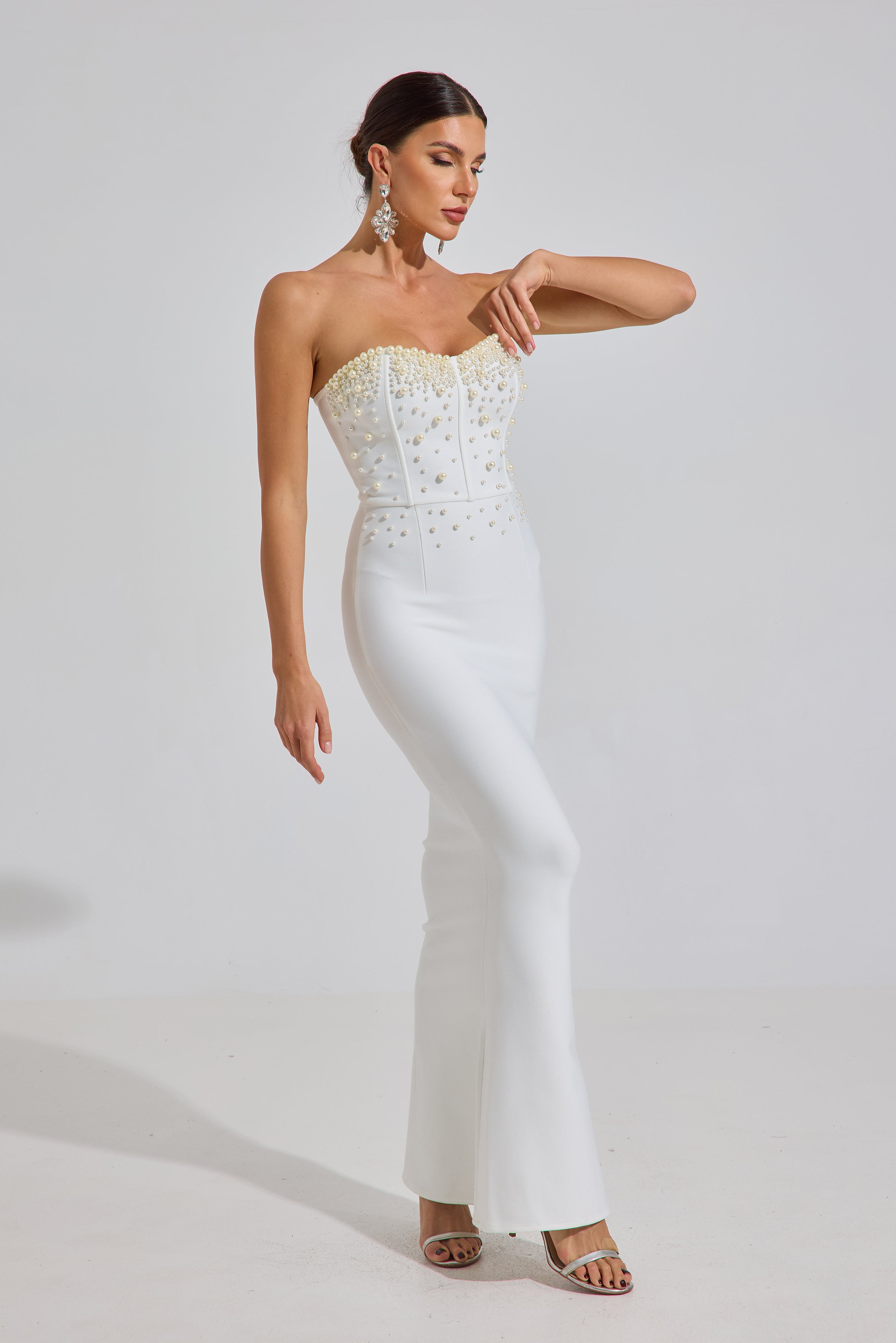 Ashcroft Pearl Radiance Strapless Maxi Dress