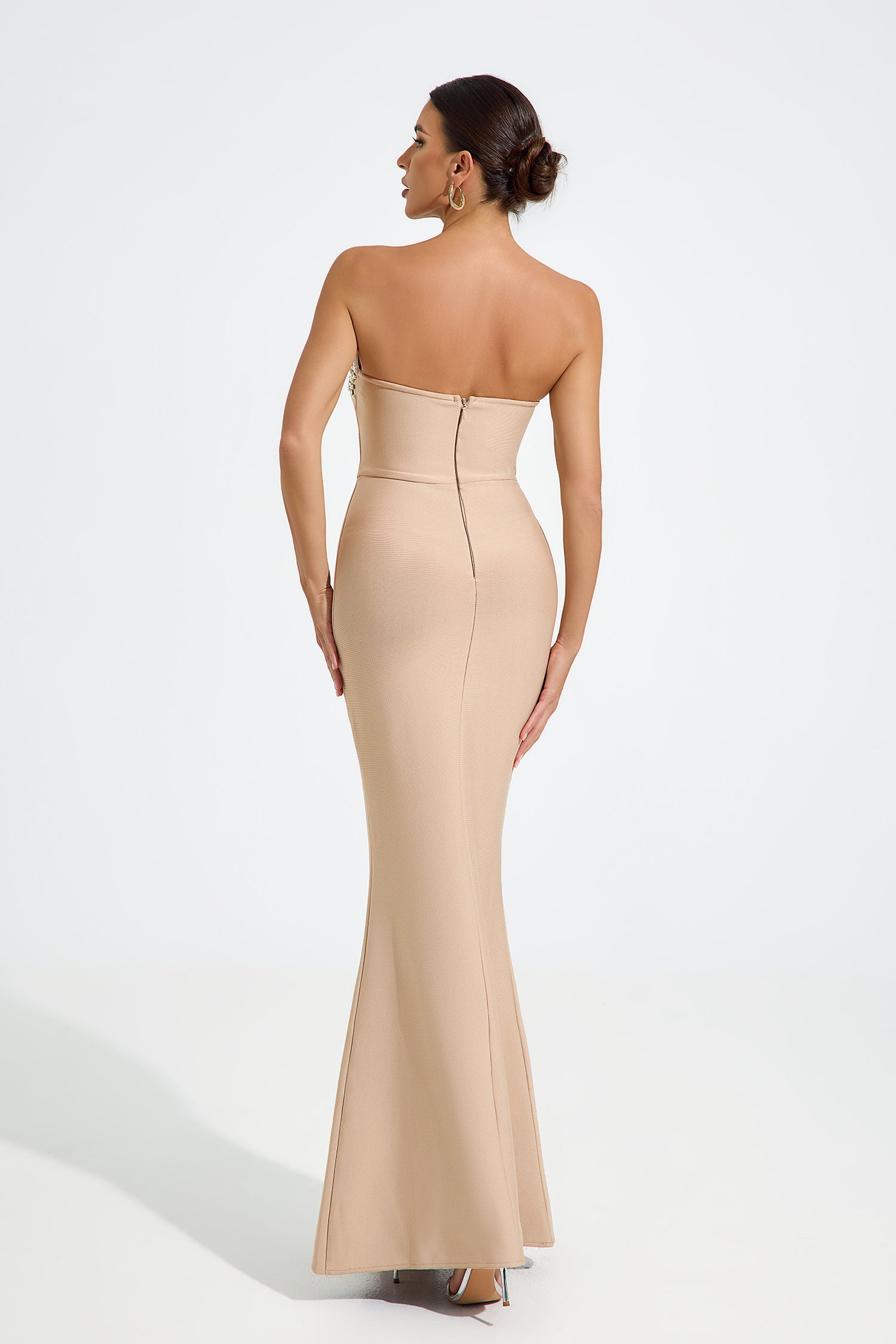 Agnes Embellished Nude Mermaid Maxi Dress