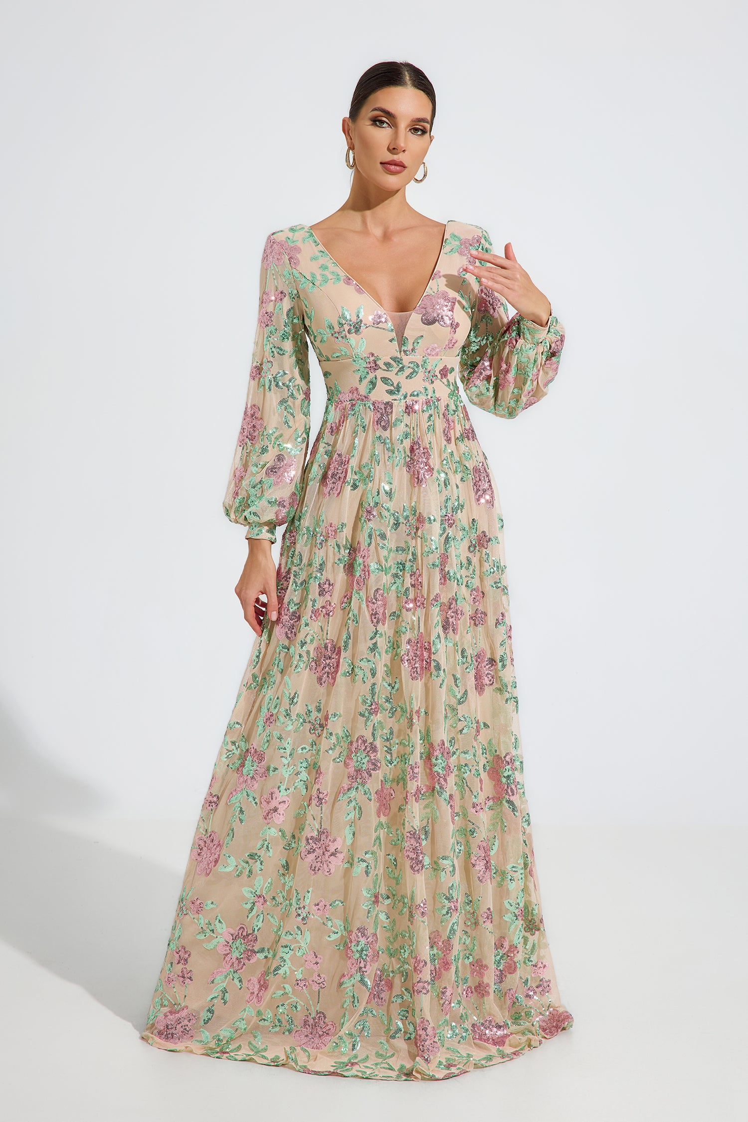 Amabel Blossom Embroidered Maxi Dress