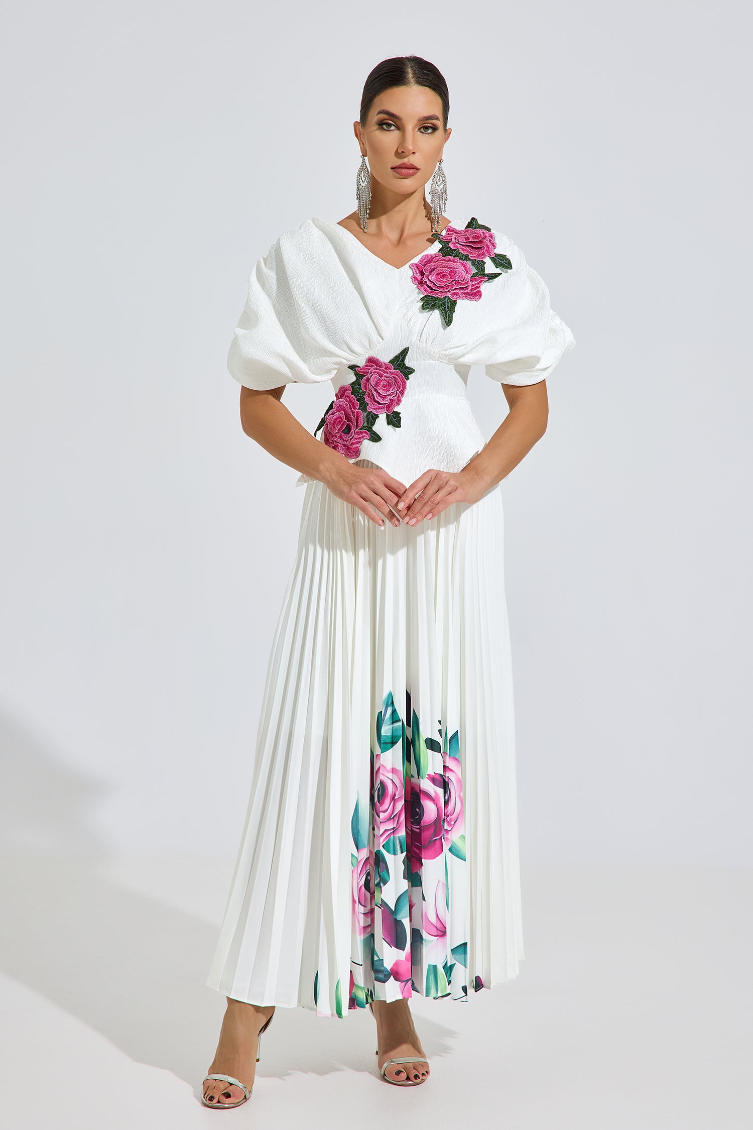 Elston Bloom Pleated Maxi Dress