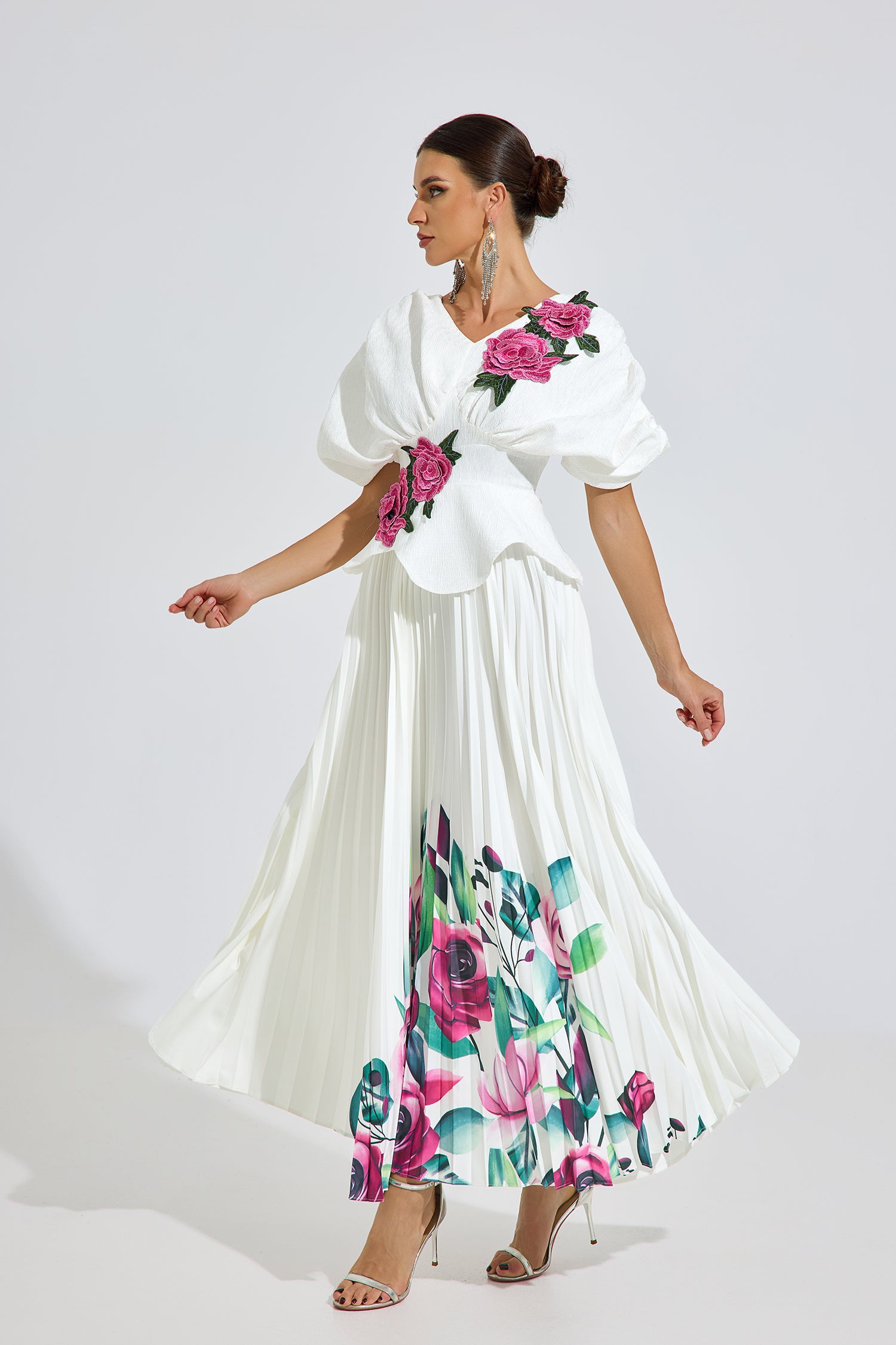 Elston Bloom Pleated Maxi Dress