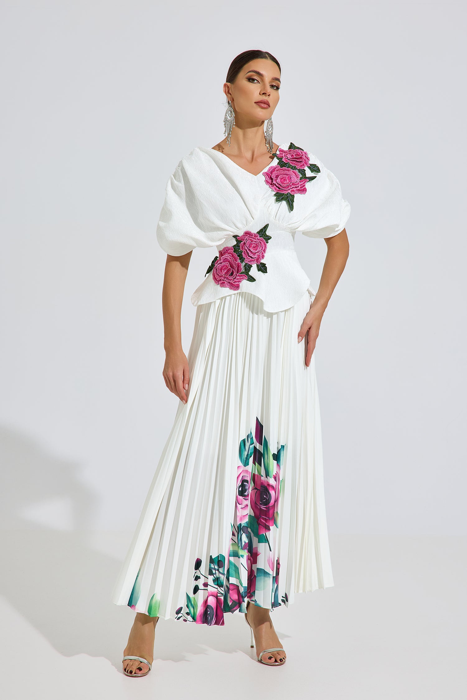 Elston Bloom Pleated Maxi Dress