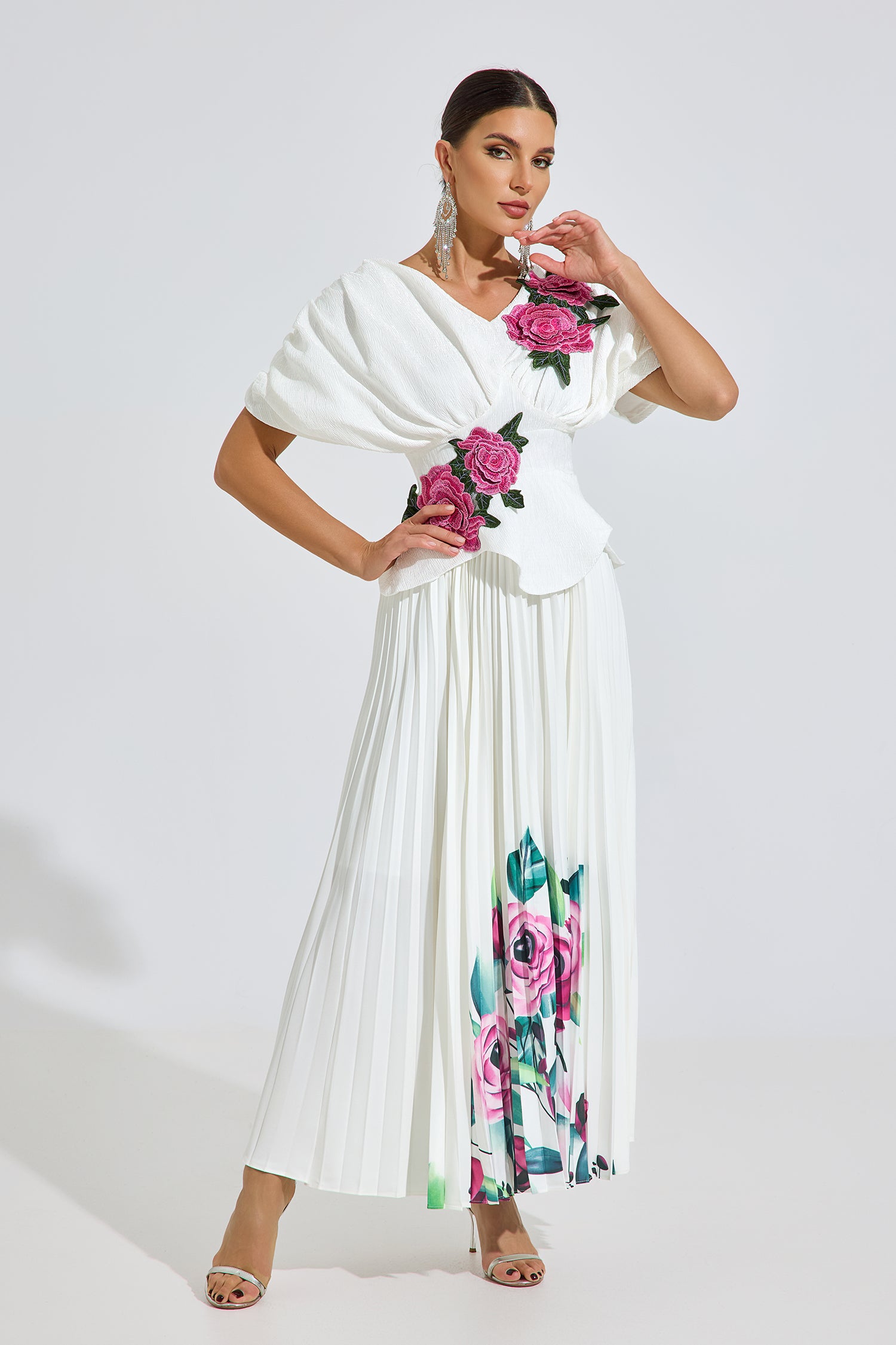 Elston Bloom Pleated Maxi Dress