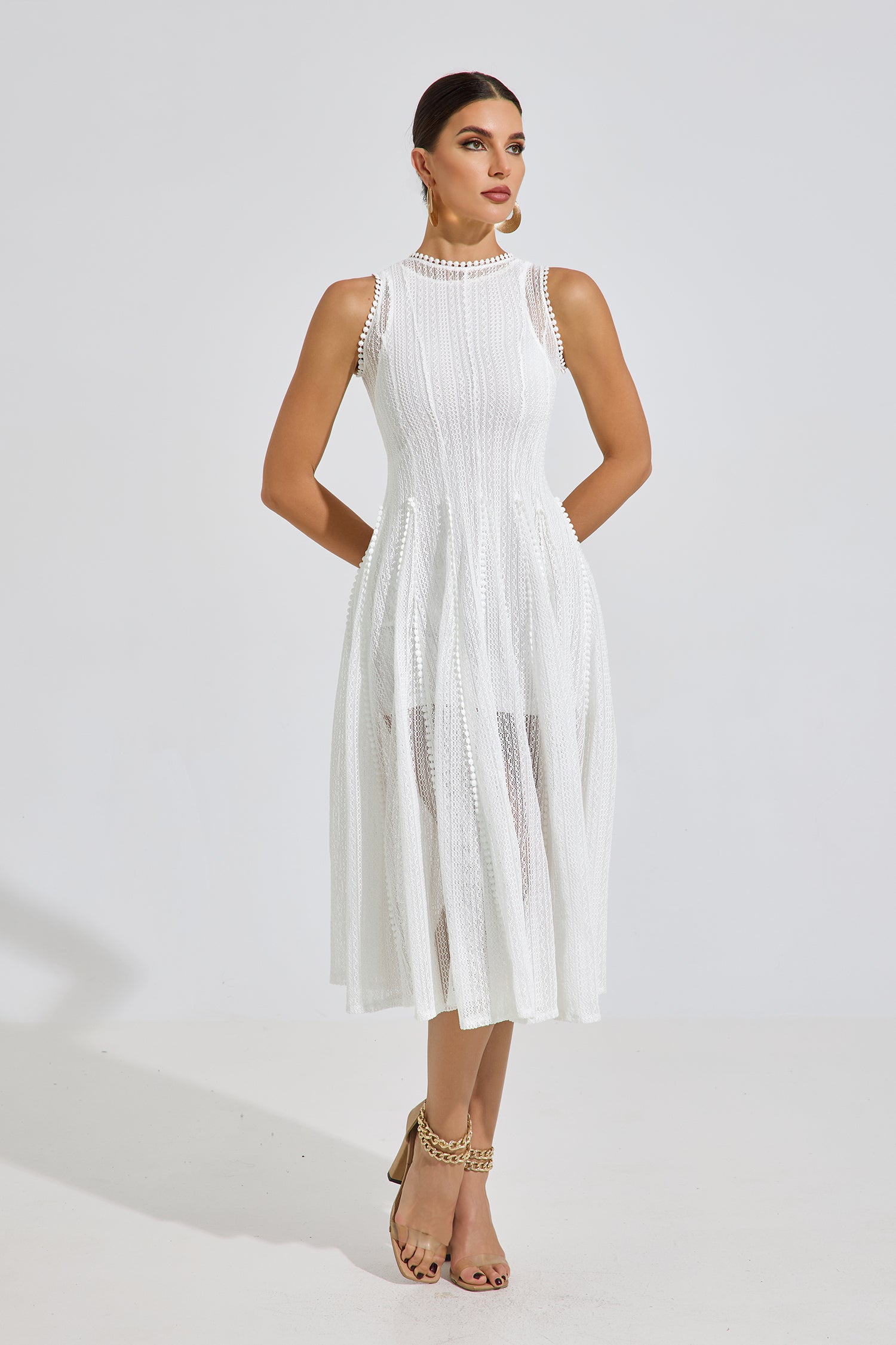 Lesley White Whisper Lace Midi Dress