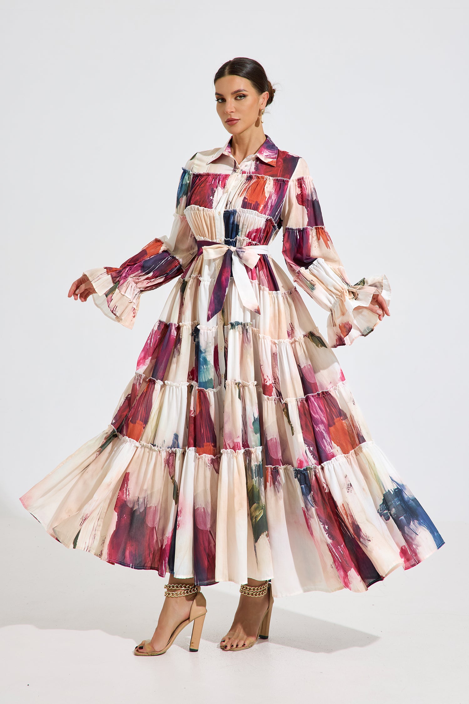 Barbara Abstract Bloom Maxi Dress