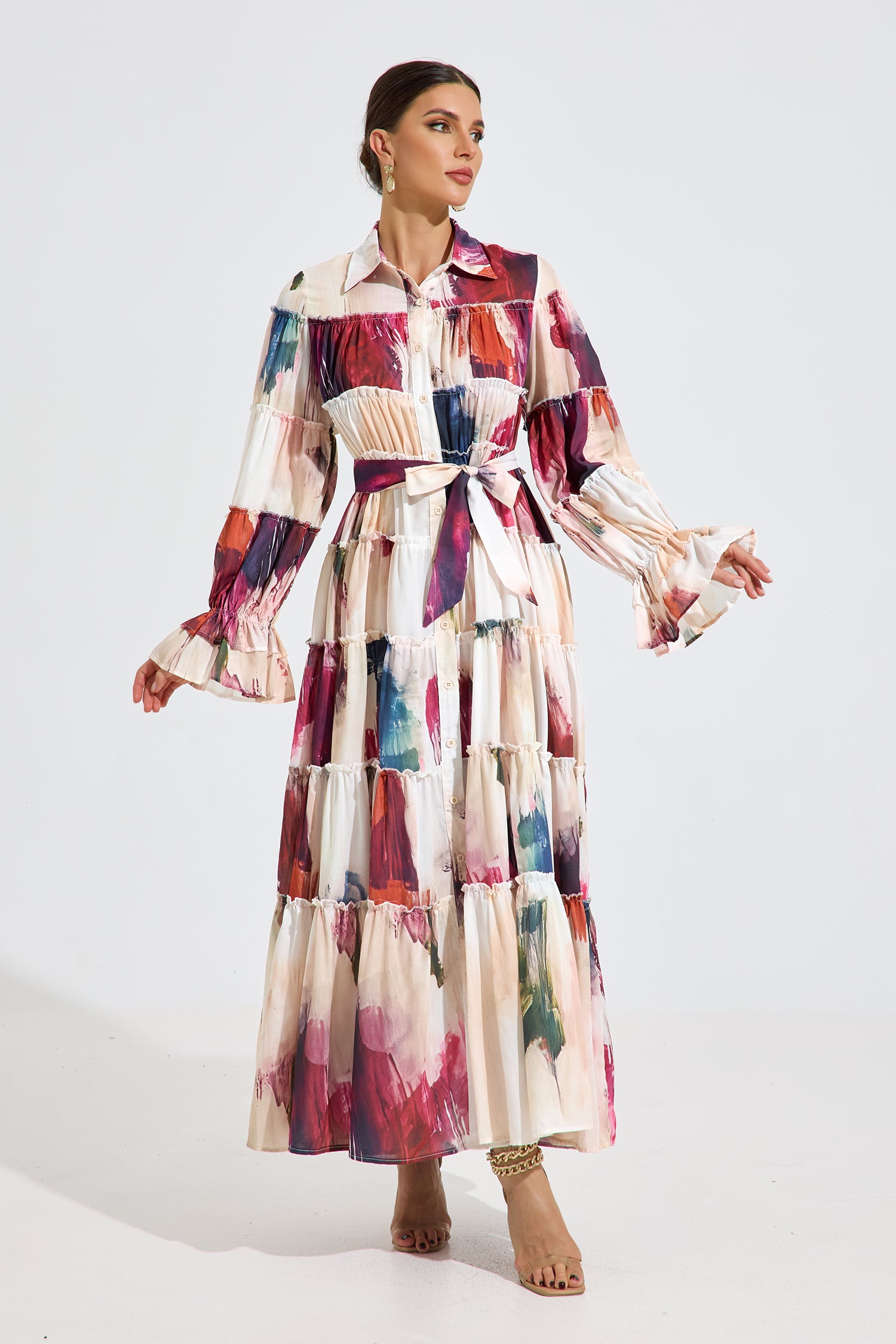 Barbara Abstract Bloom Maxi Dress