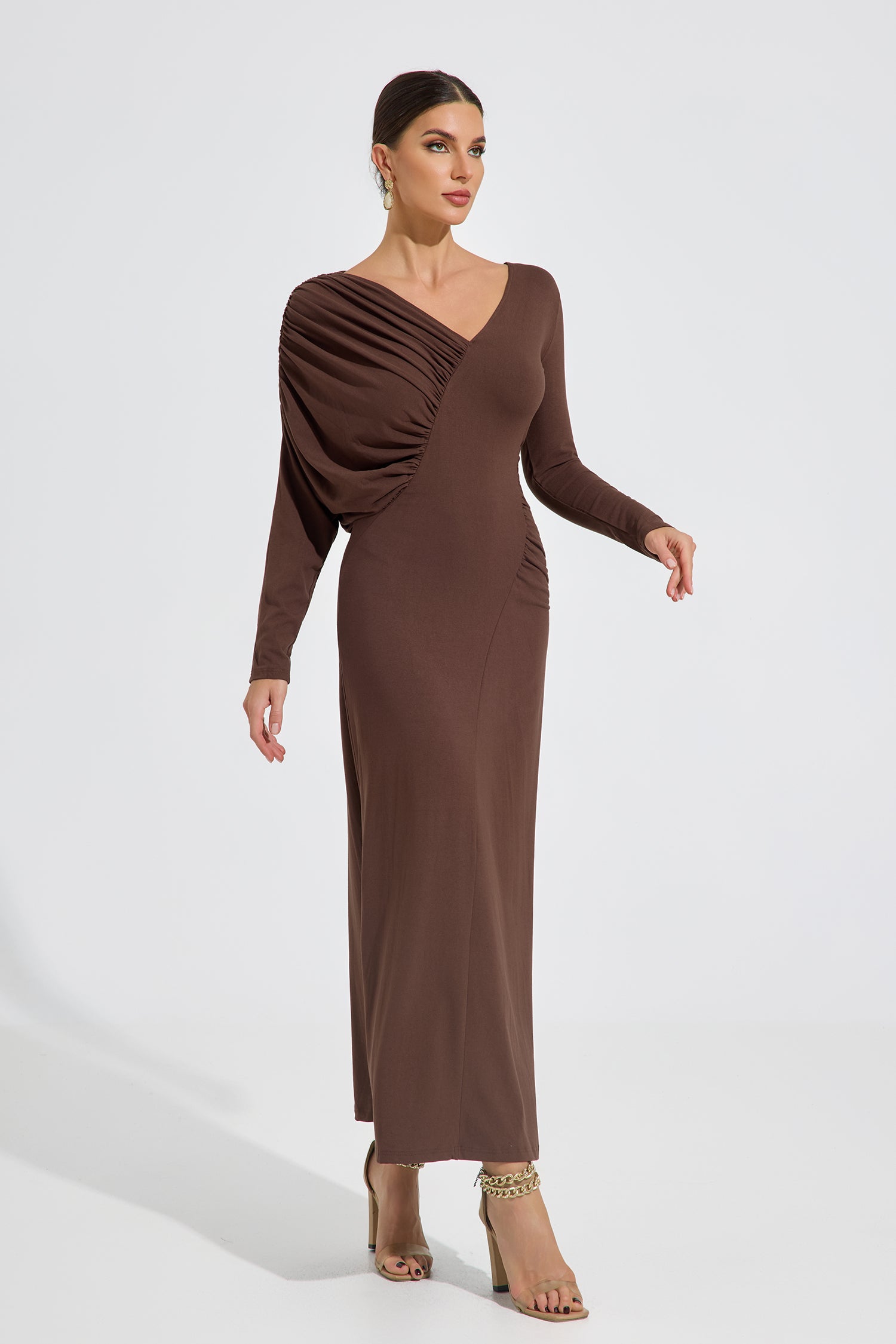 Amelith Drape Elegance Maxi Dress