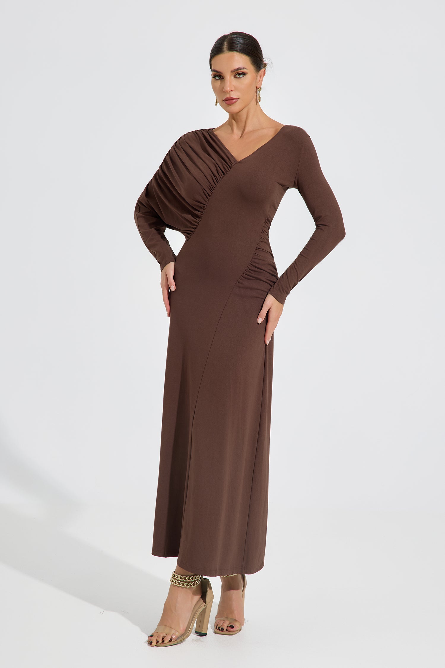 Amelith Drape Elegance Maxi Dress