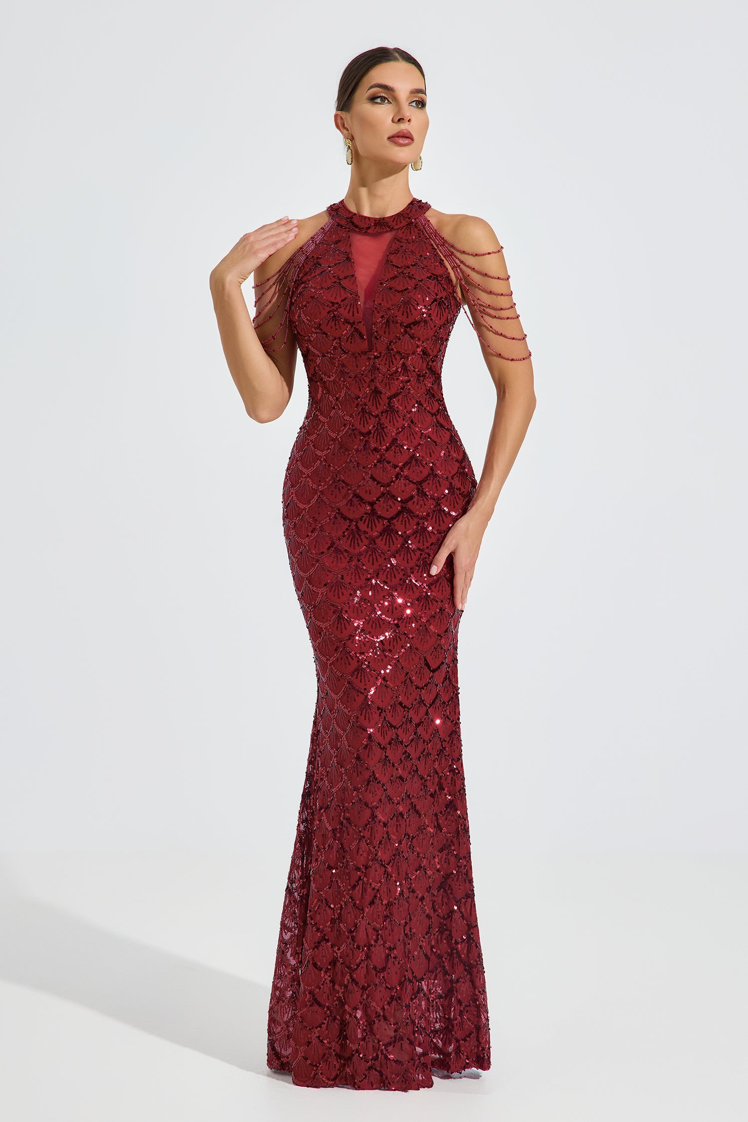 Iris Crimson Luxe Sequin Maxi Dress