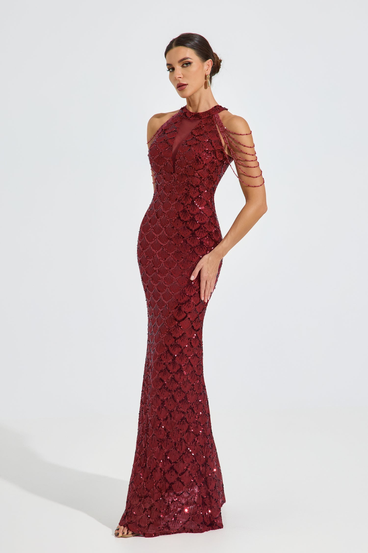 Iris Crimson Luxe Sequin Maxi Dress