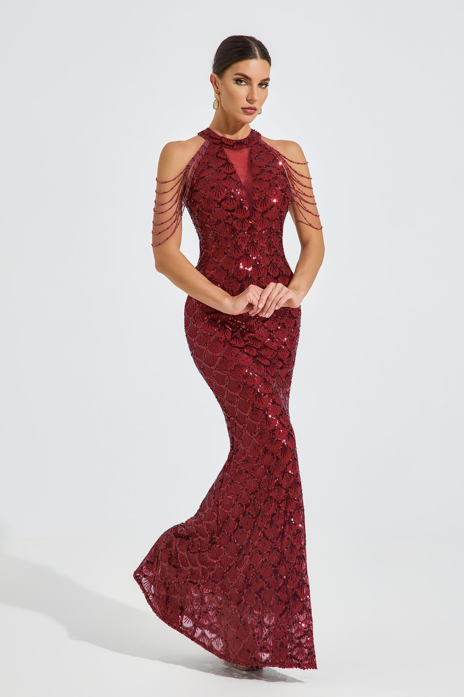 Iris Crimson Luxe Sequin Maxi Dress