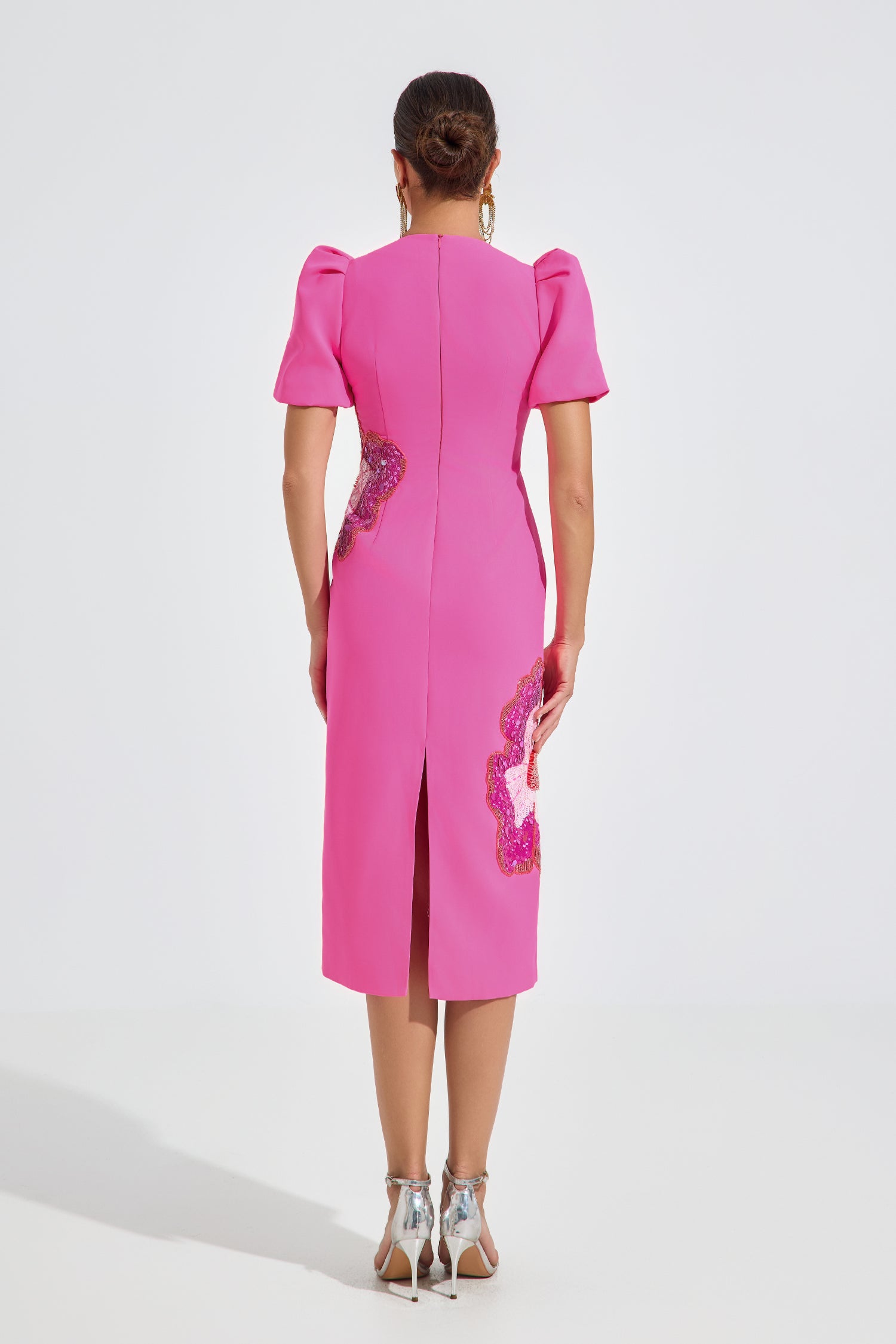 Fuchsia Petal Sequin Midi Dress