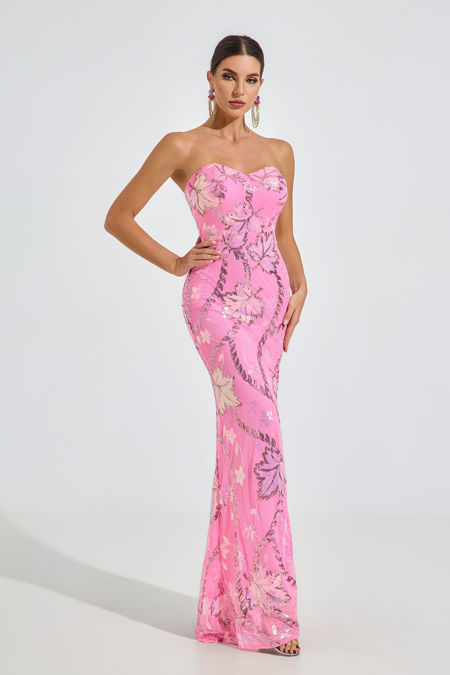 Halston Blossom Strapless Maxi Dress