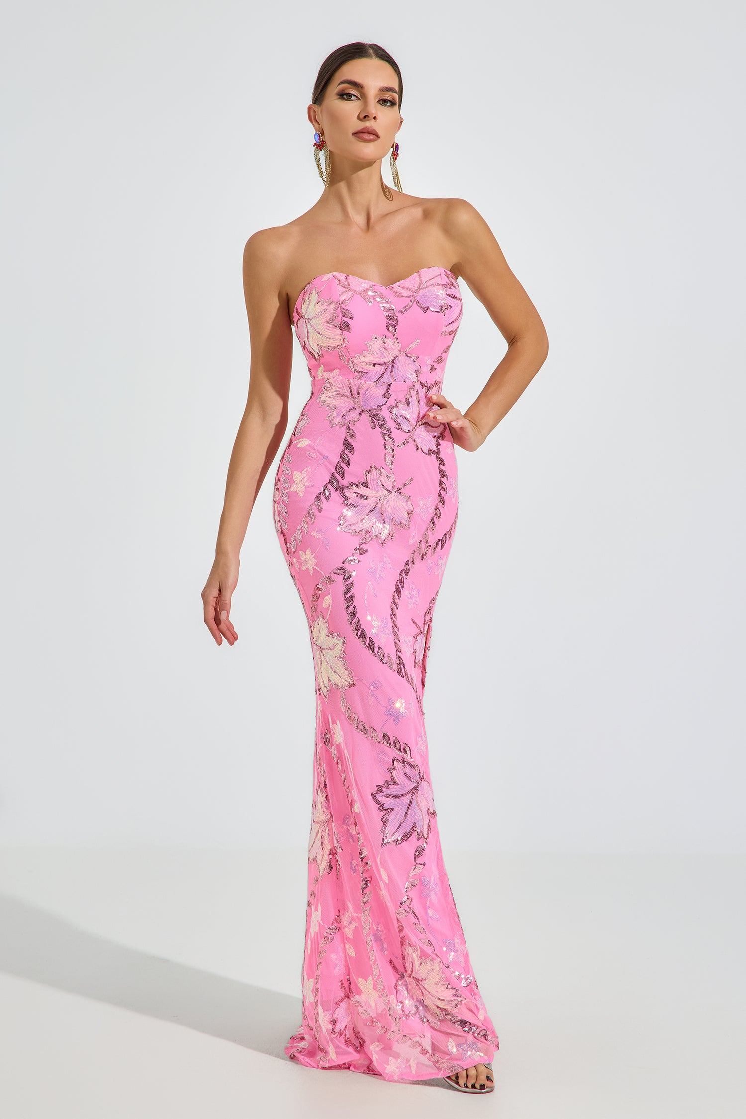 Halston Blossom Strapless Maxi Dress