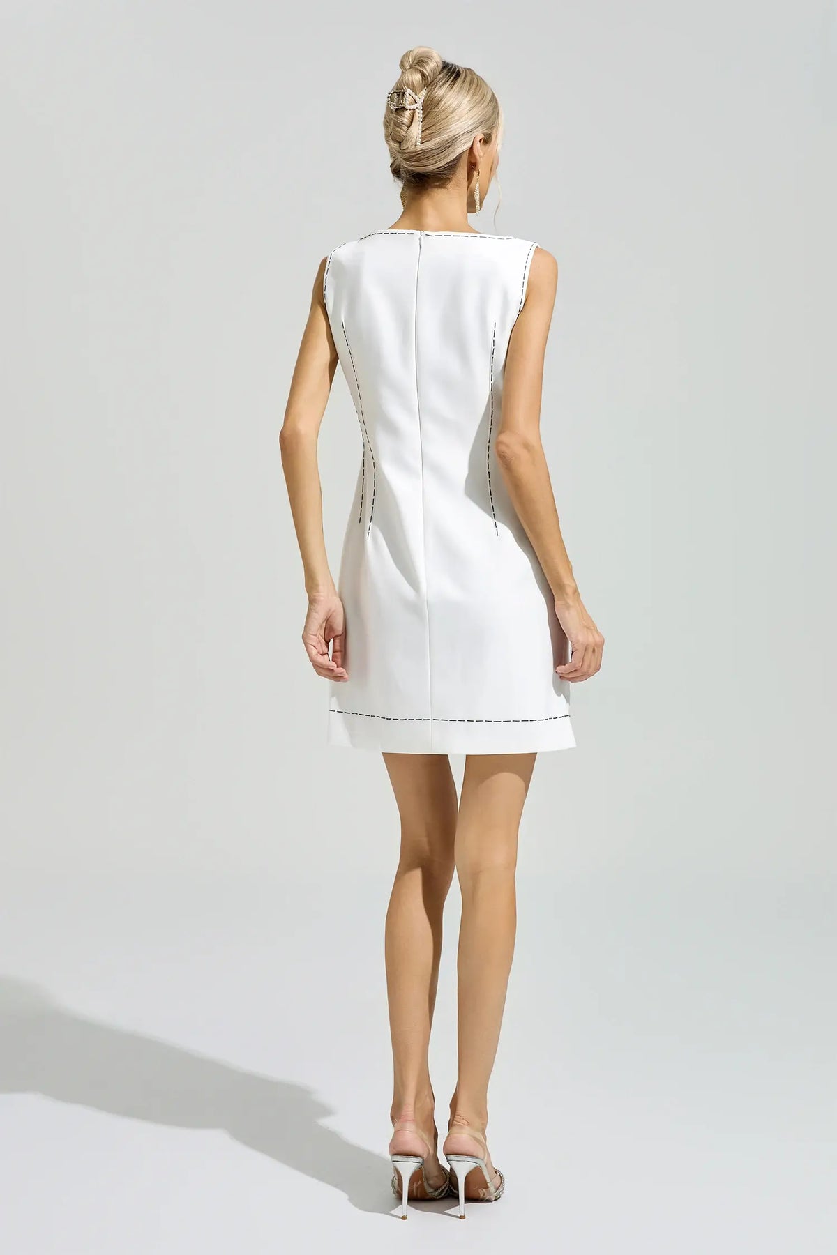 Adalyn White Sleeveless Mini Dress