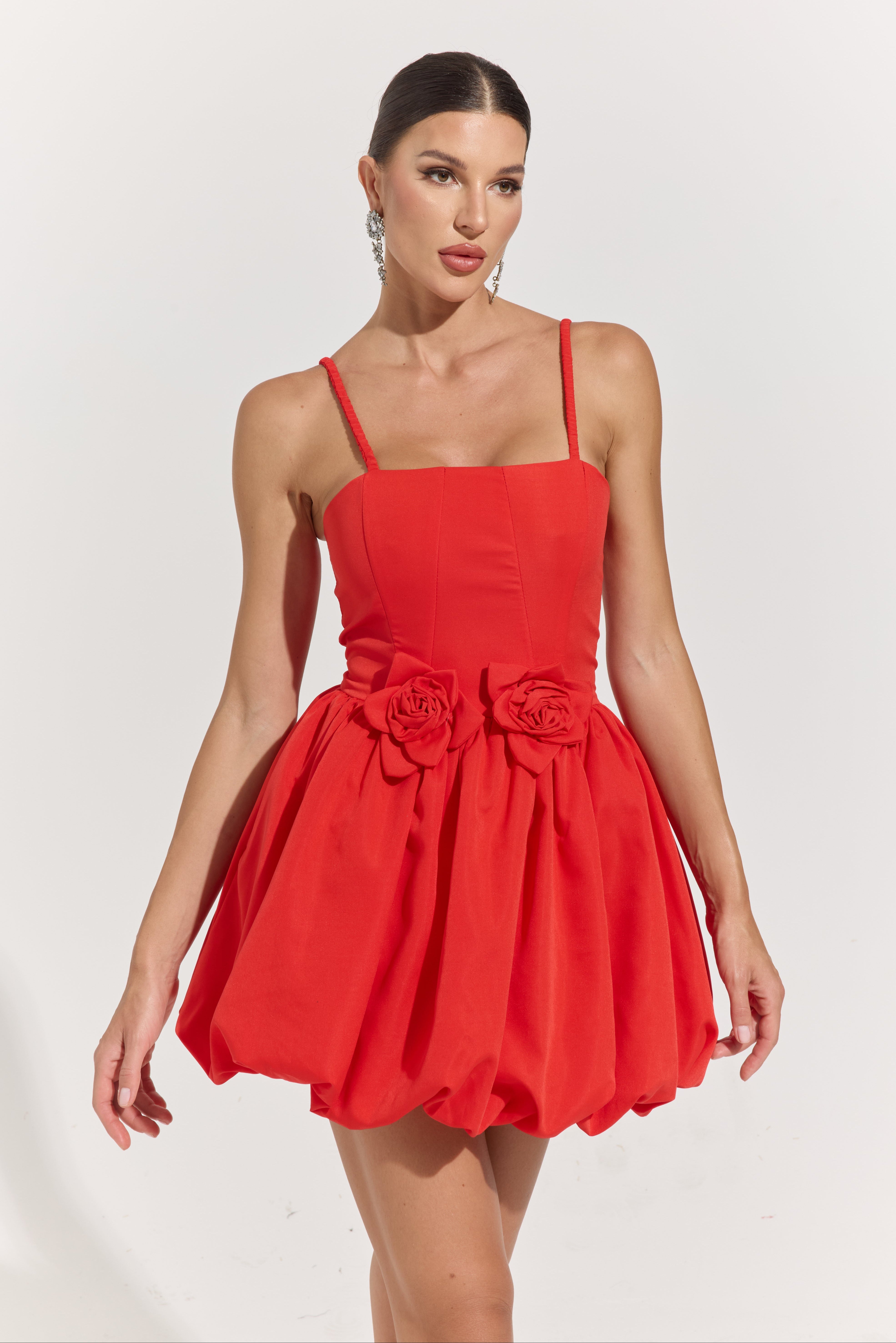 Ginevra Rosette Bubble Mini Dress