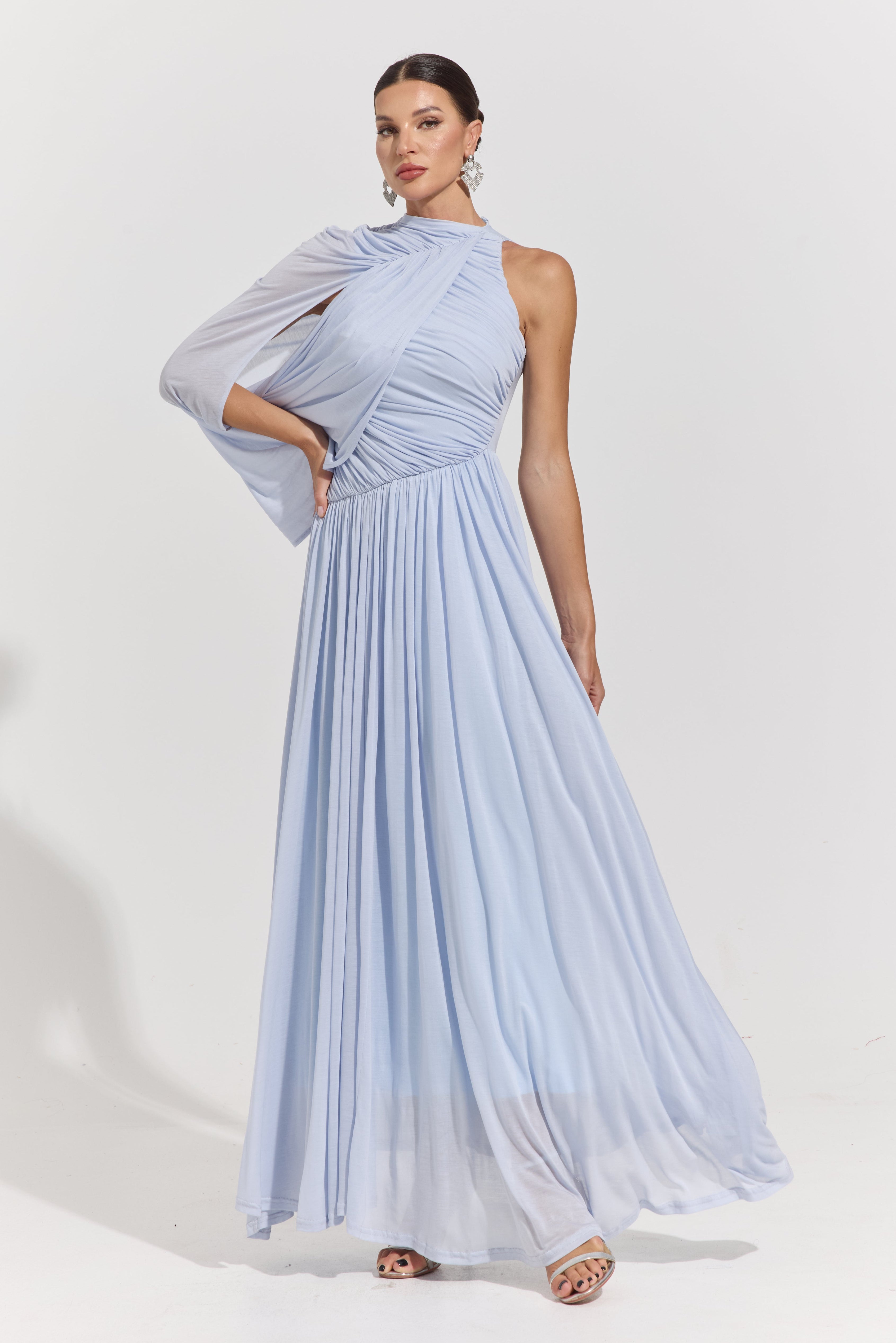 Odalys Celeste Drape One-Shoulder Maxi Dress