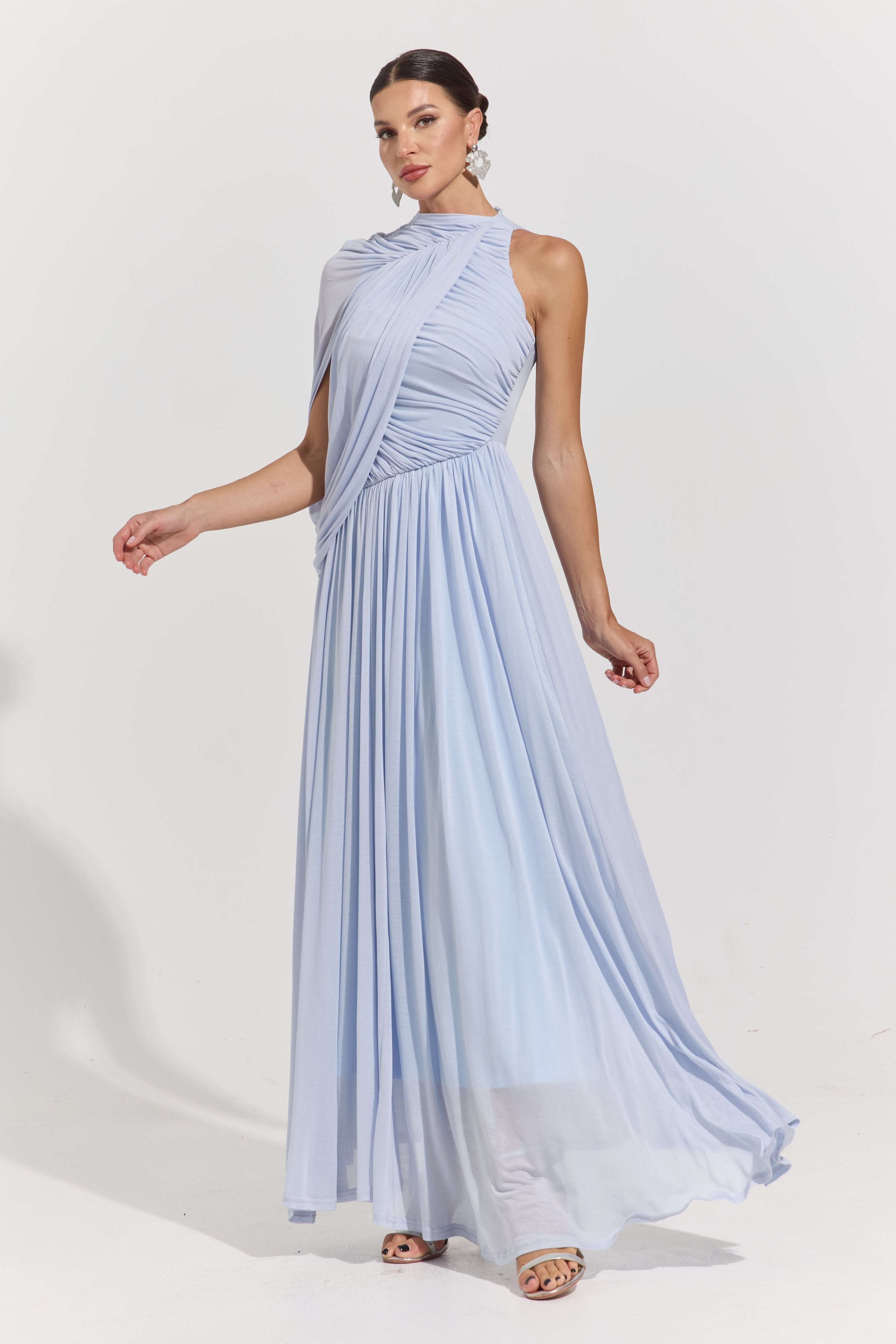 Odalys Celeste Drape One-Shoulder Maxi Dress