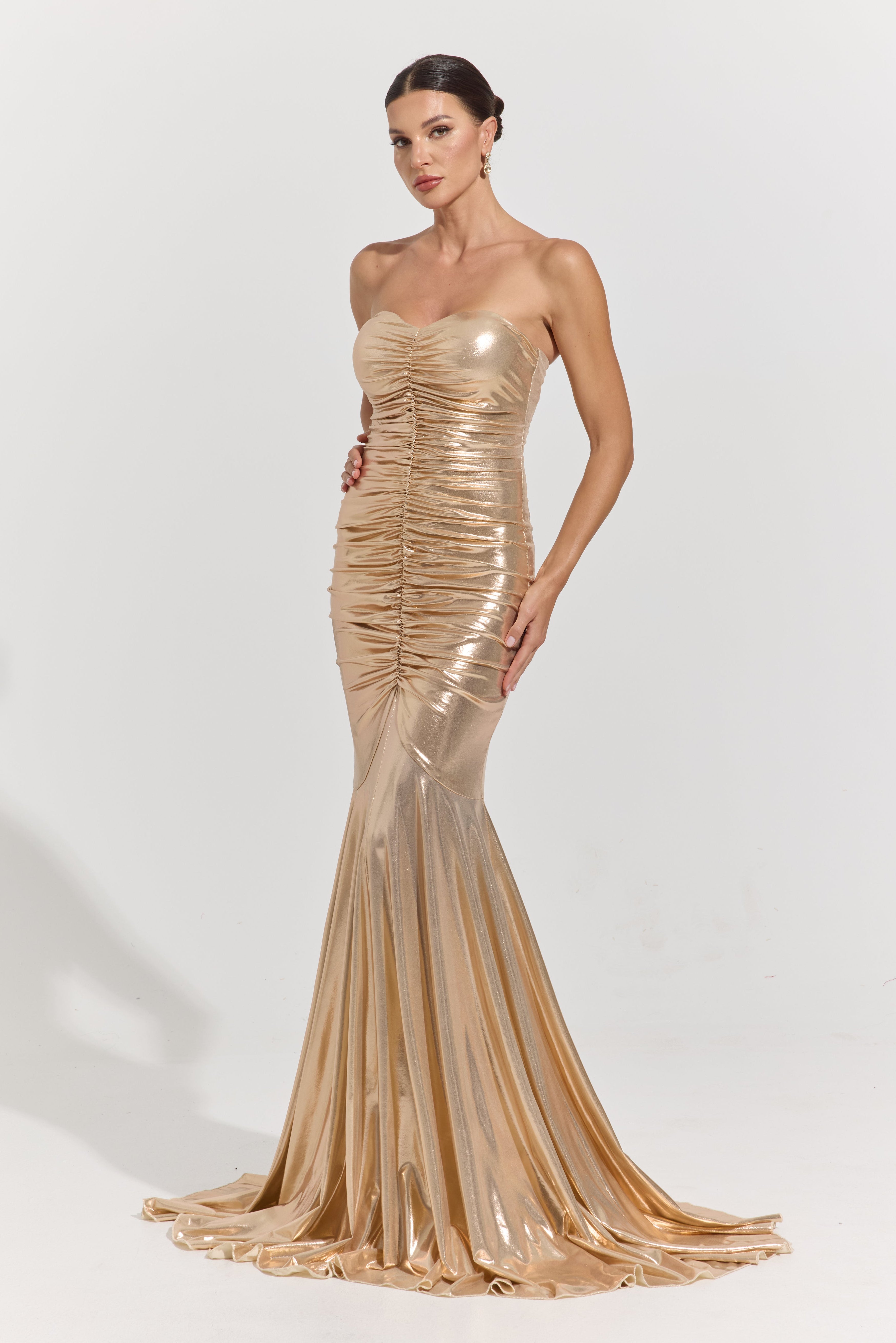 Robe longue sirène Euphora Gold drapée