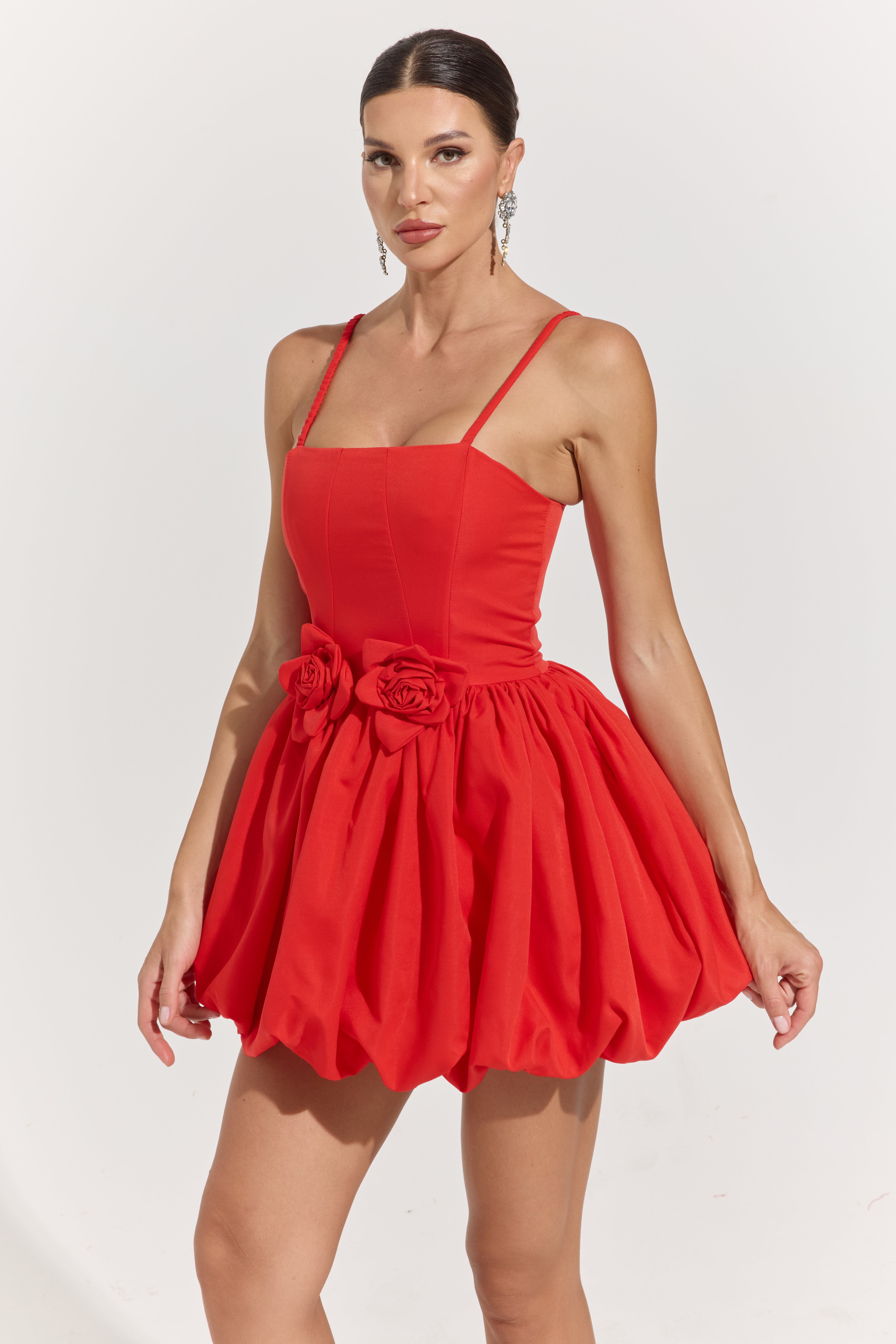 Ginevra Rosette Bubble Mini Dress