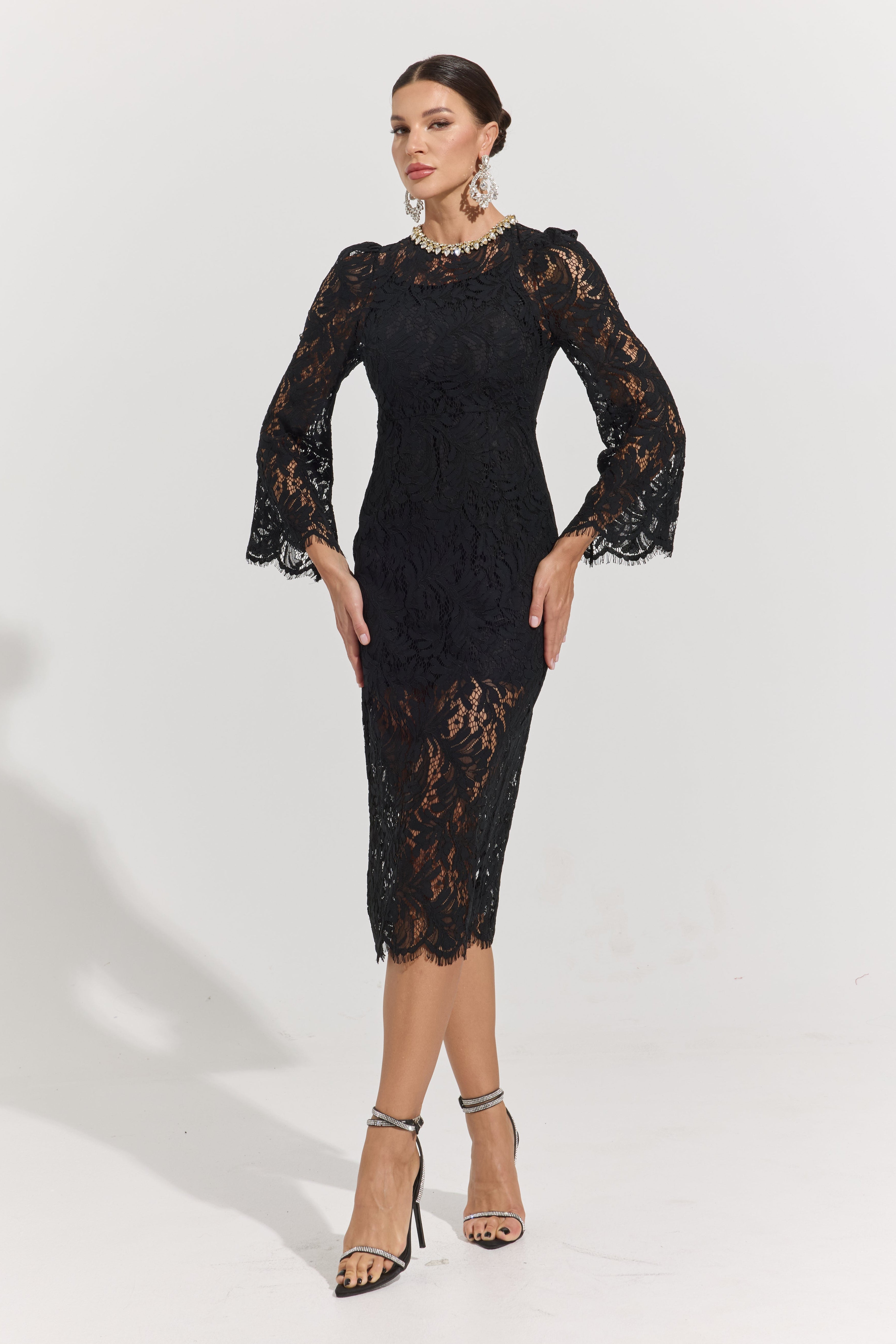 Sia Noir Romance Lace Midi Dress