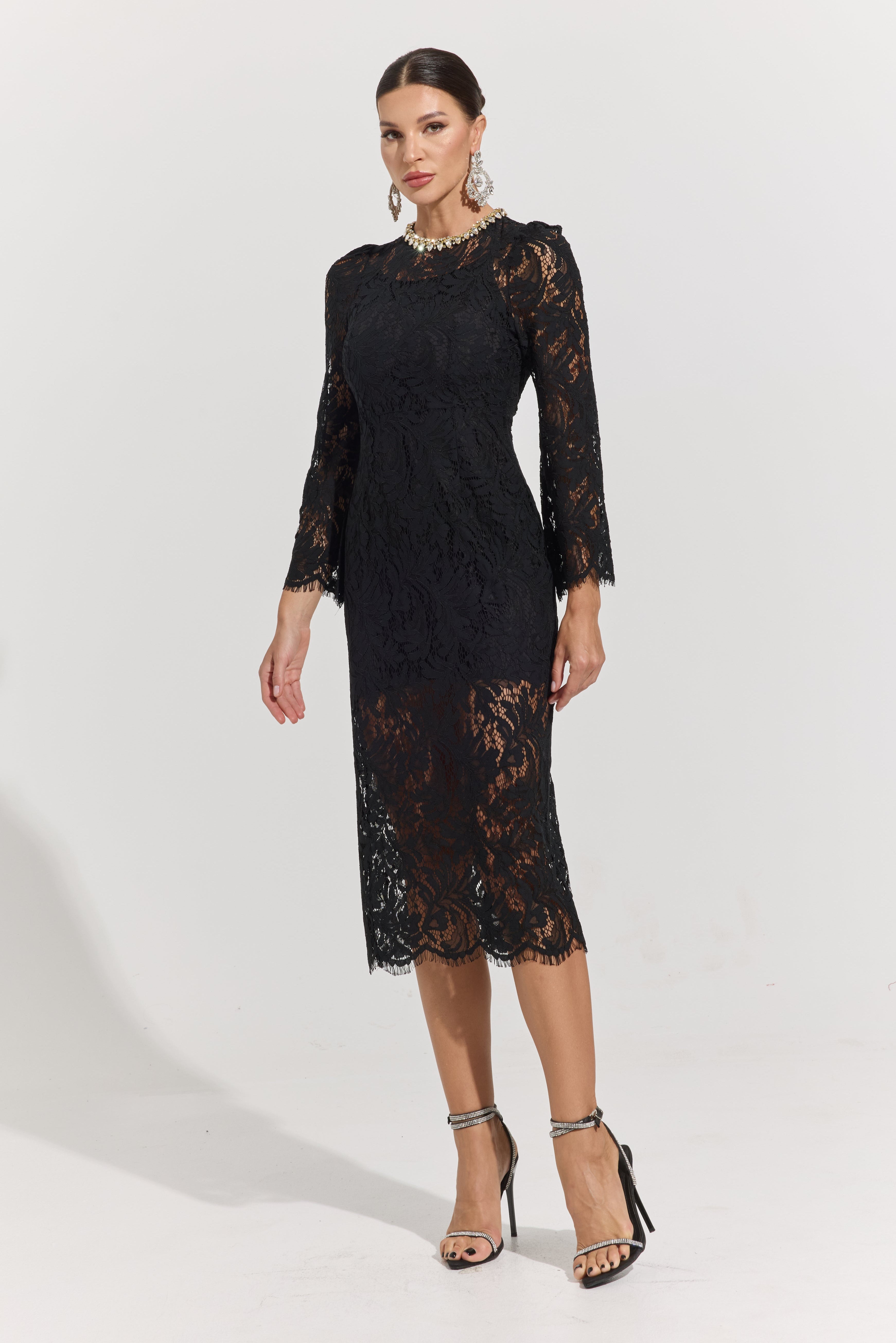 Sia Noir Romance Lace Midi Dress