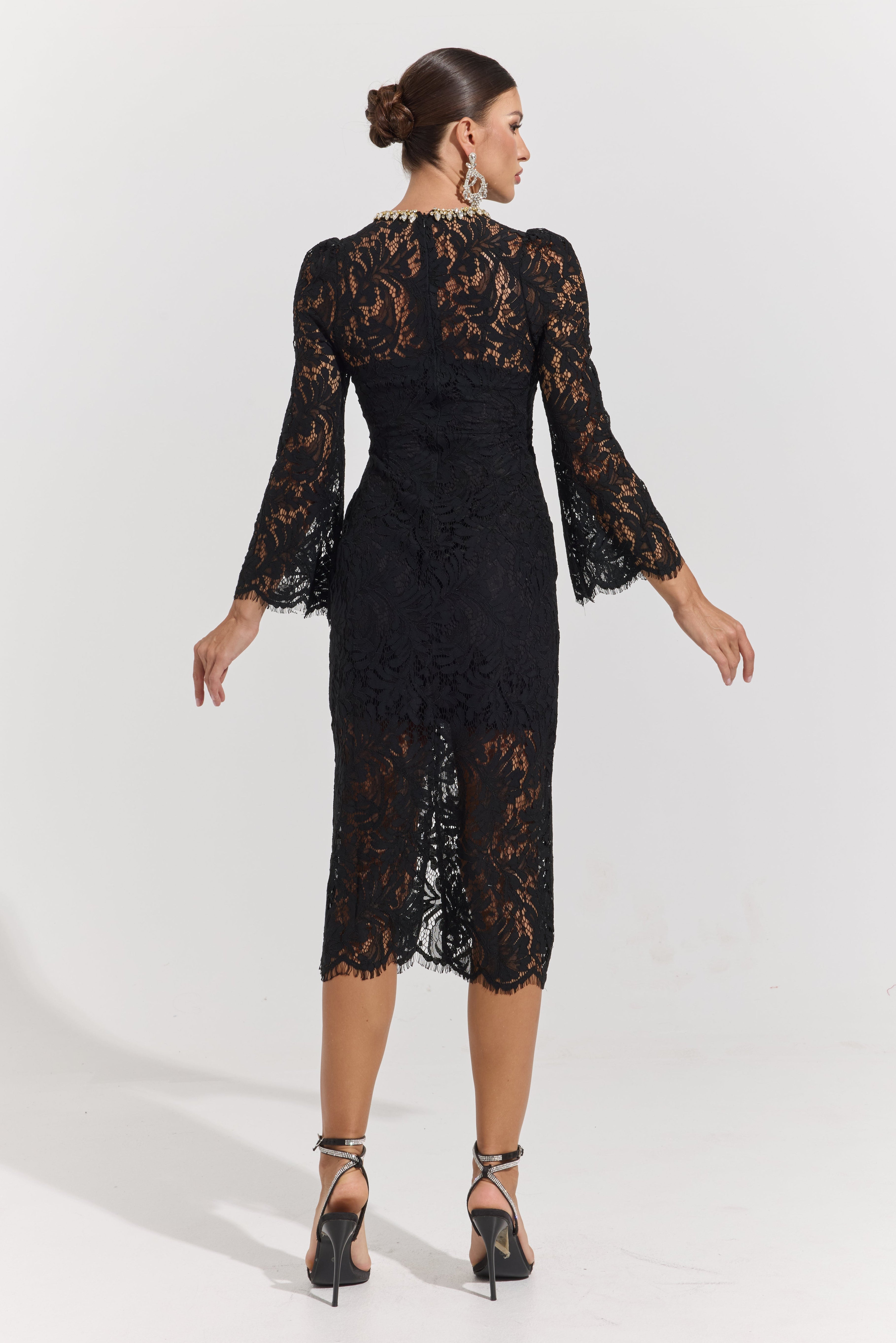 Sia Noir Romance Lace Midi Dress