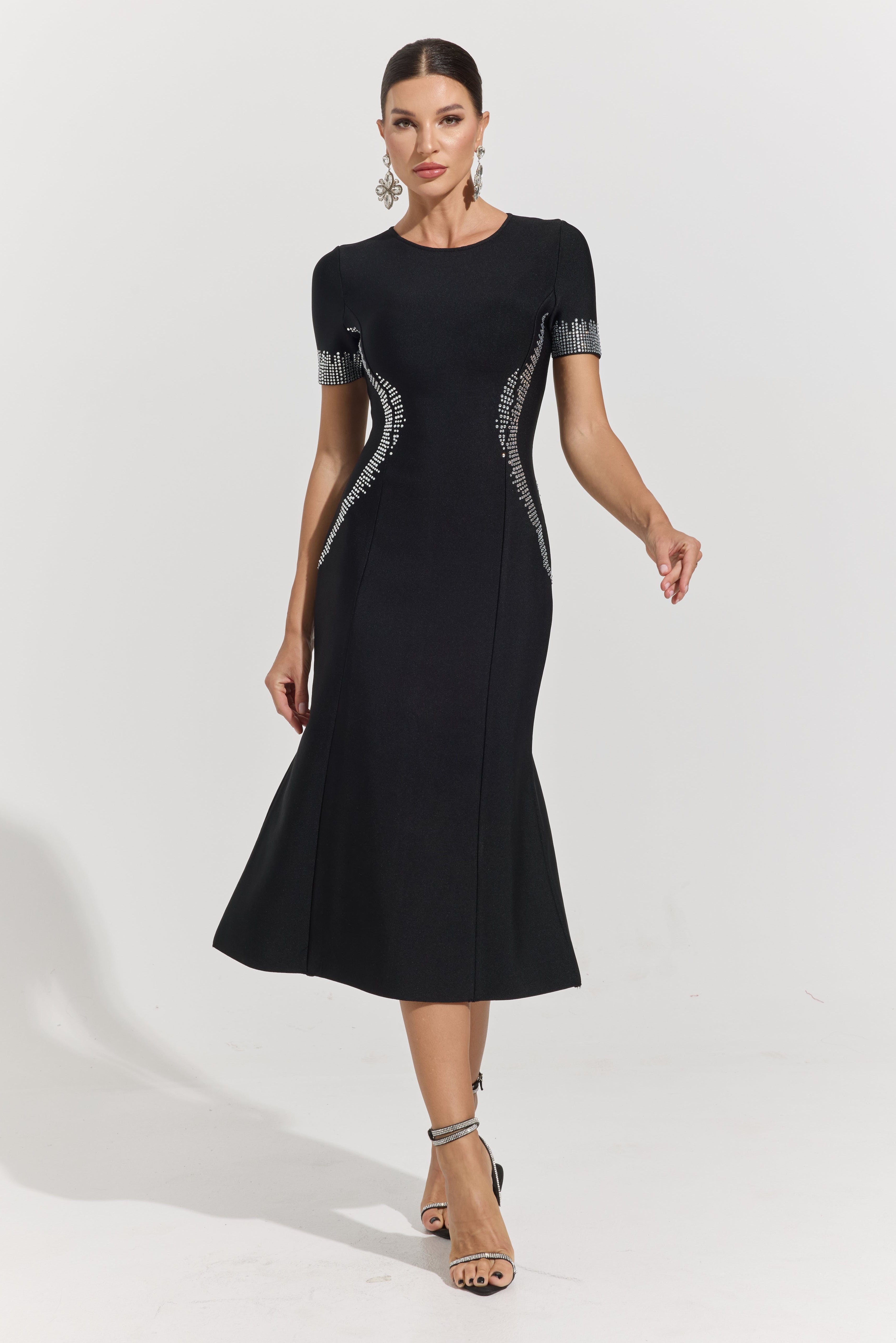 Phoebe Sculpt Embellished Midi Dress