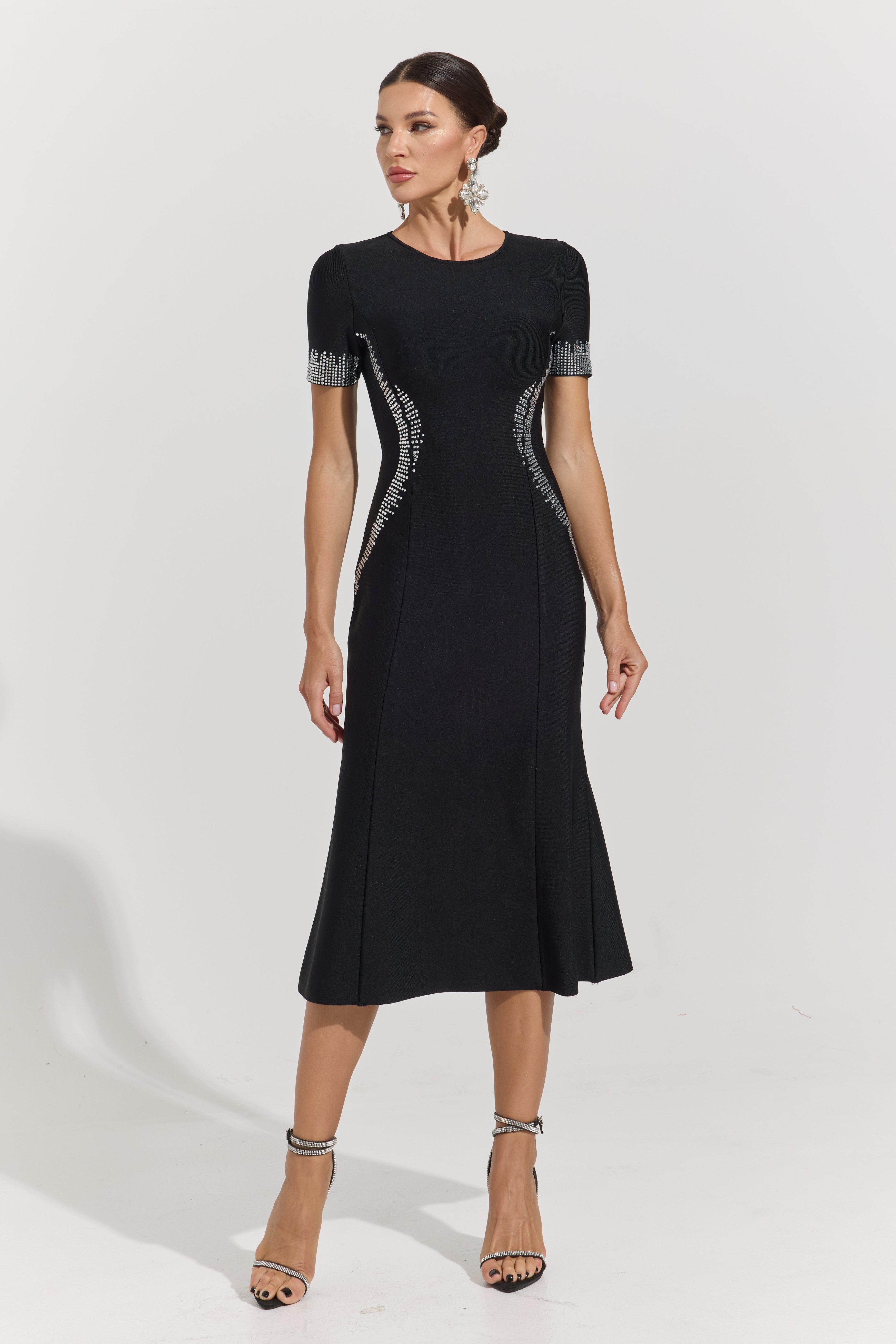 Phoebe Sculpt Embellished Midi Dress