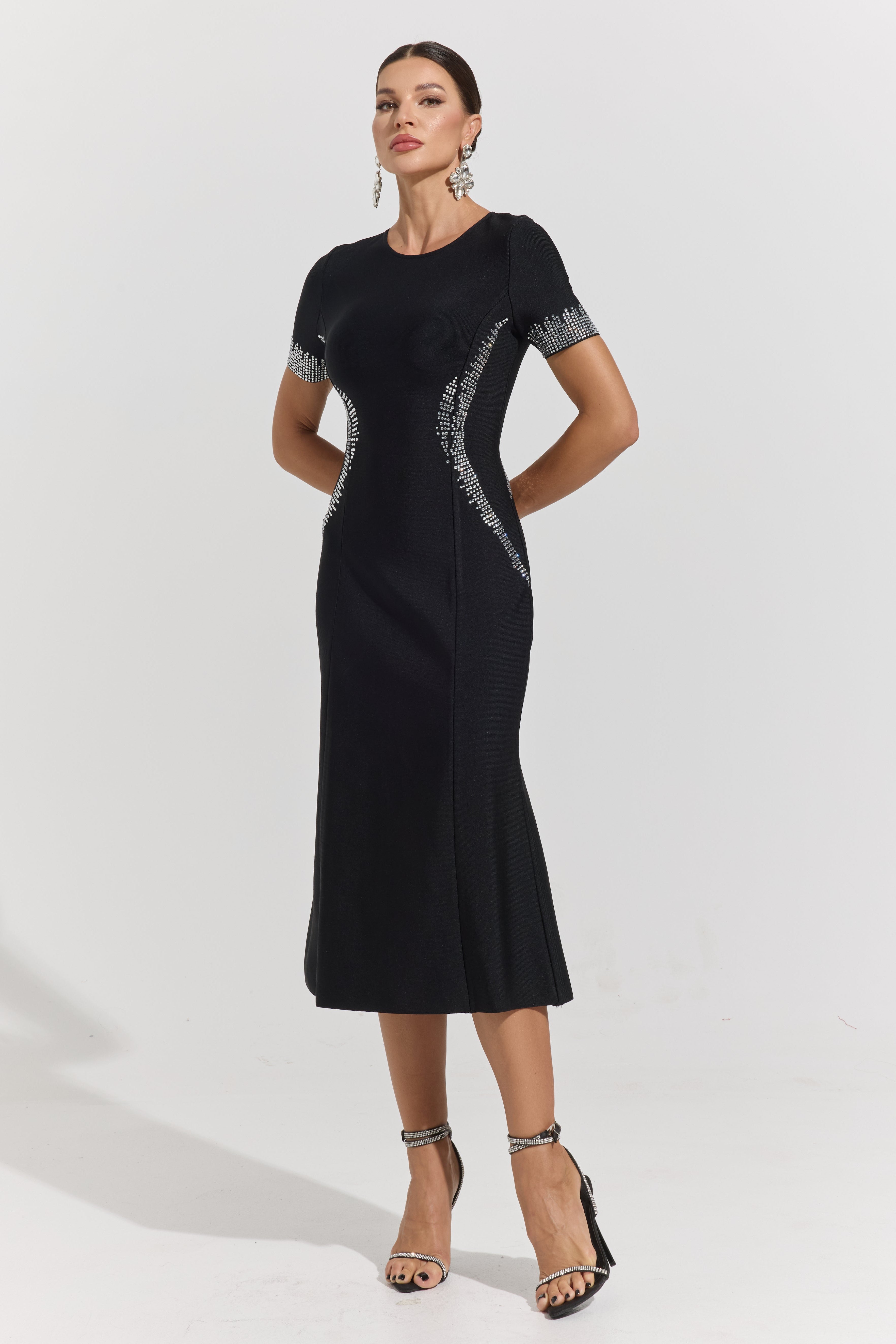 Phoebe Sculpt Embellished Midi Dress