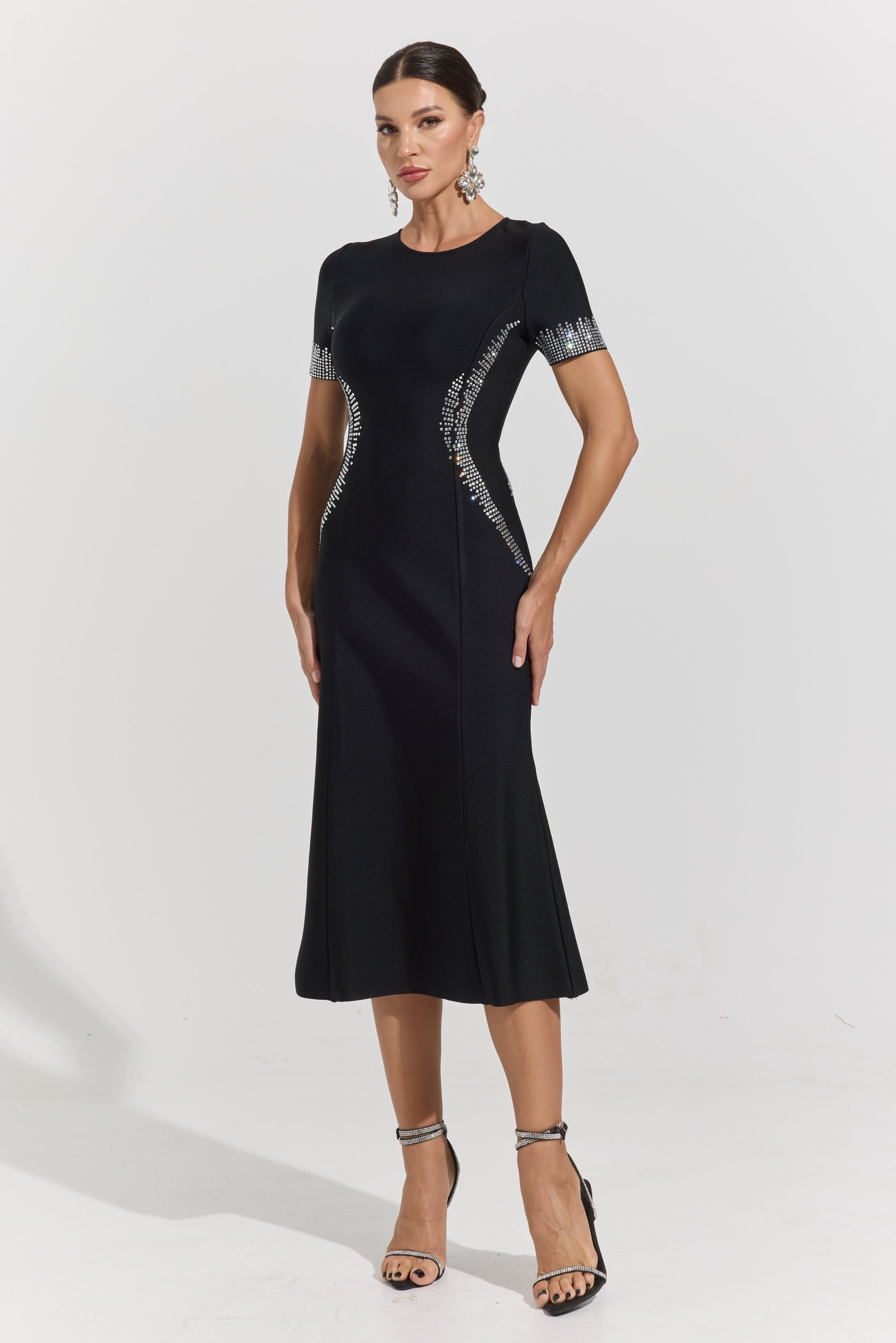 Phoebe Sculpt Embellished Midi Dress