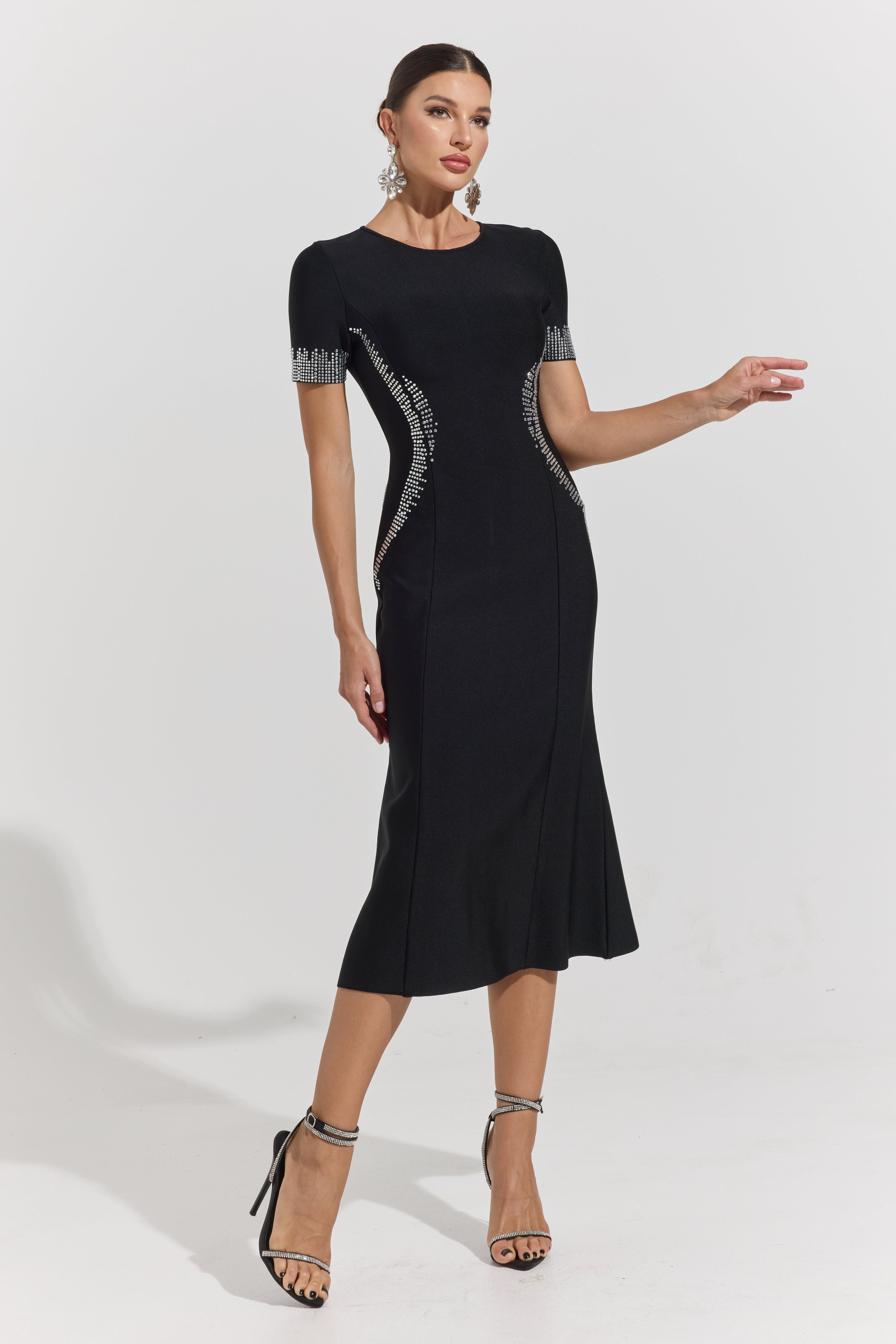 Phoebe Sculpt Embellished Midi Dress