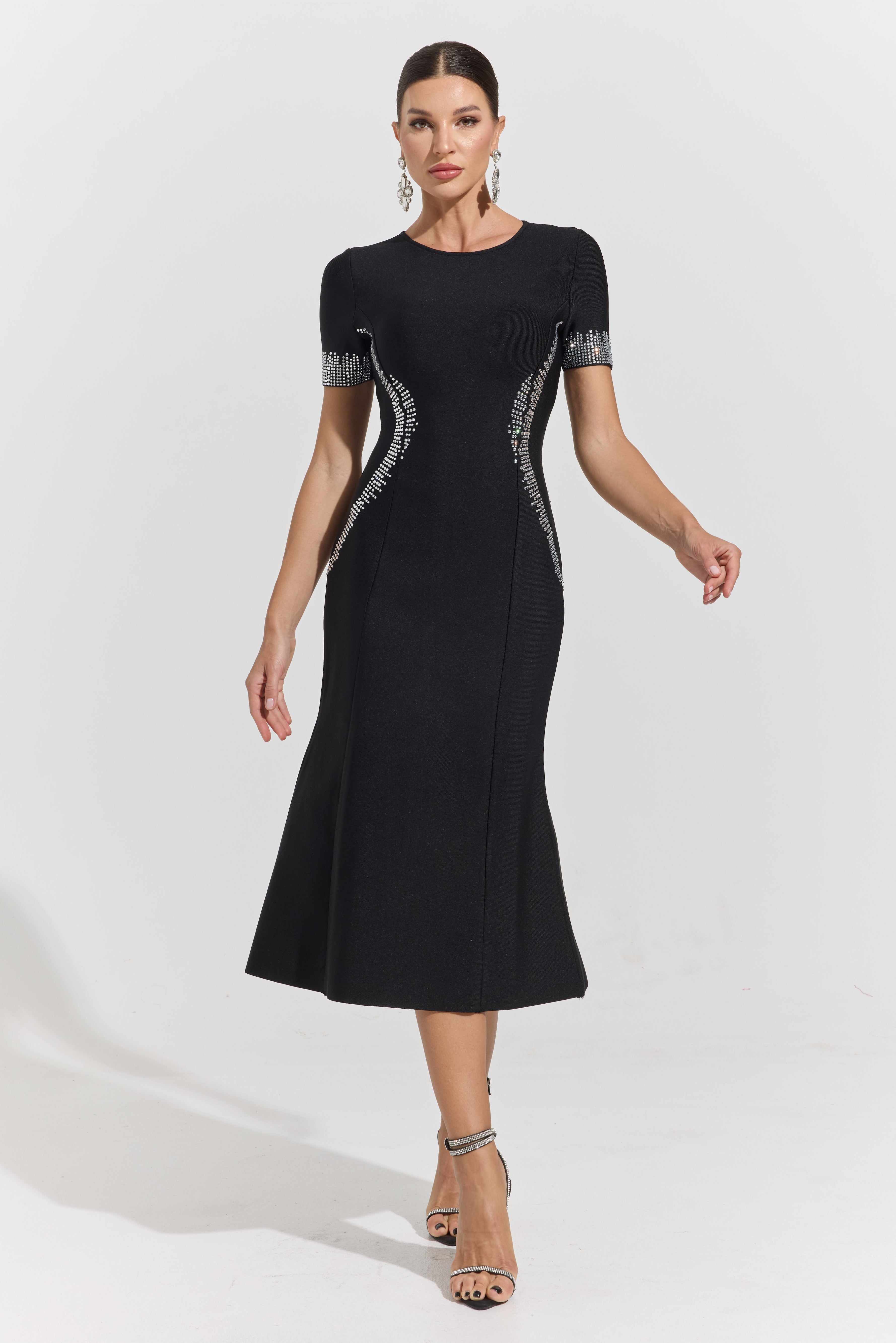 Phoebe Sculpt Embellished Midi Dress