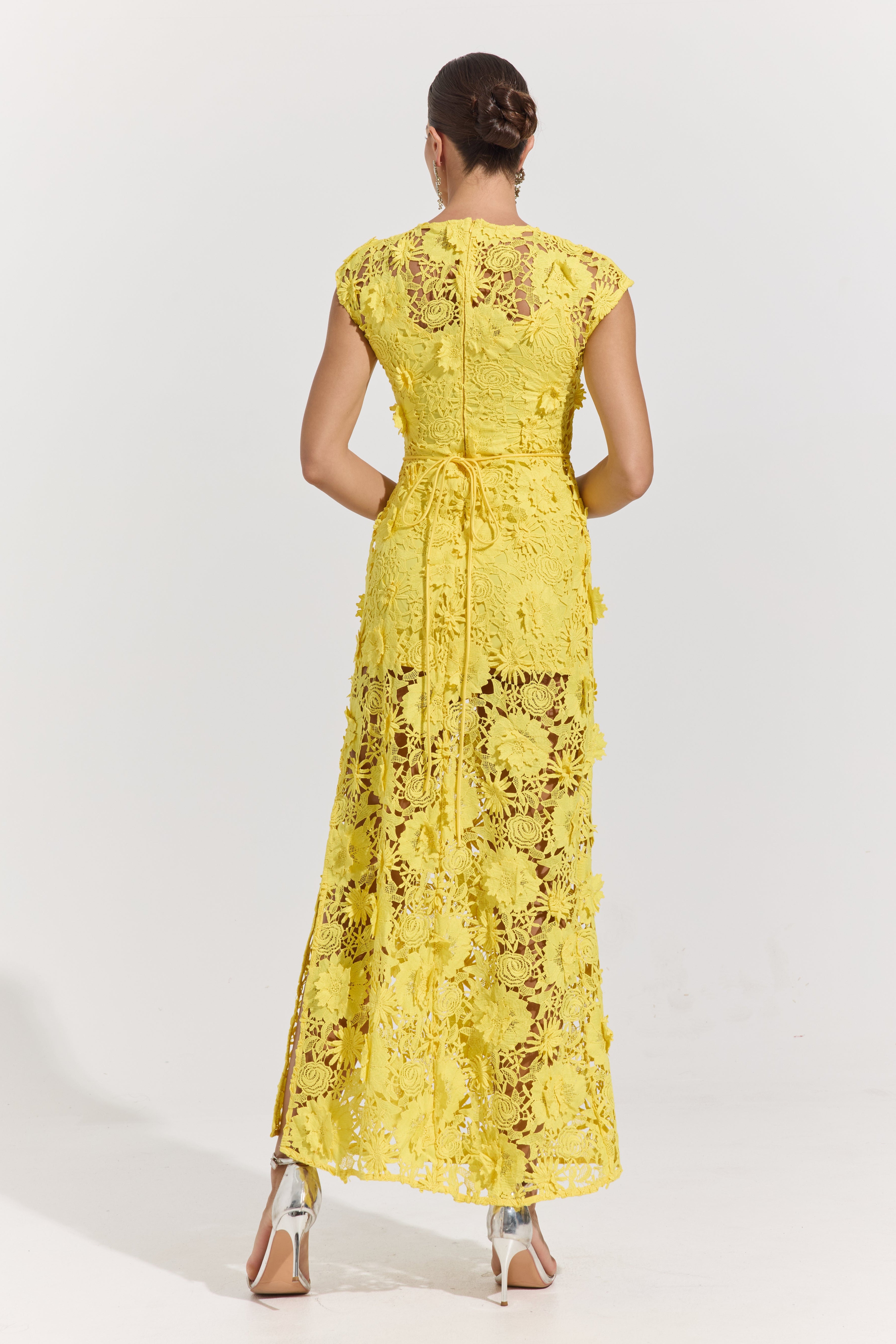 Isolde Yellow Garden Lace Maxi Dress
