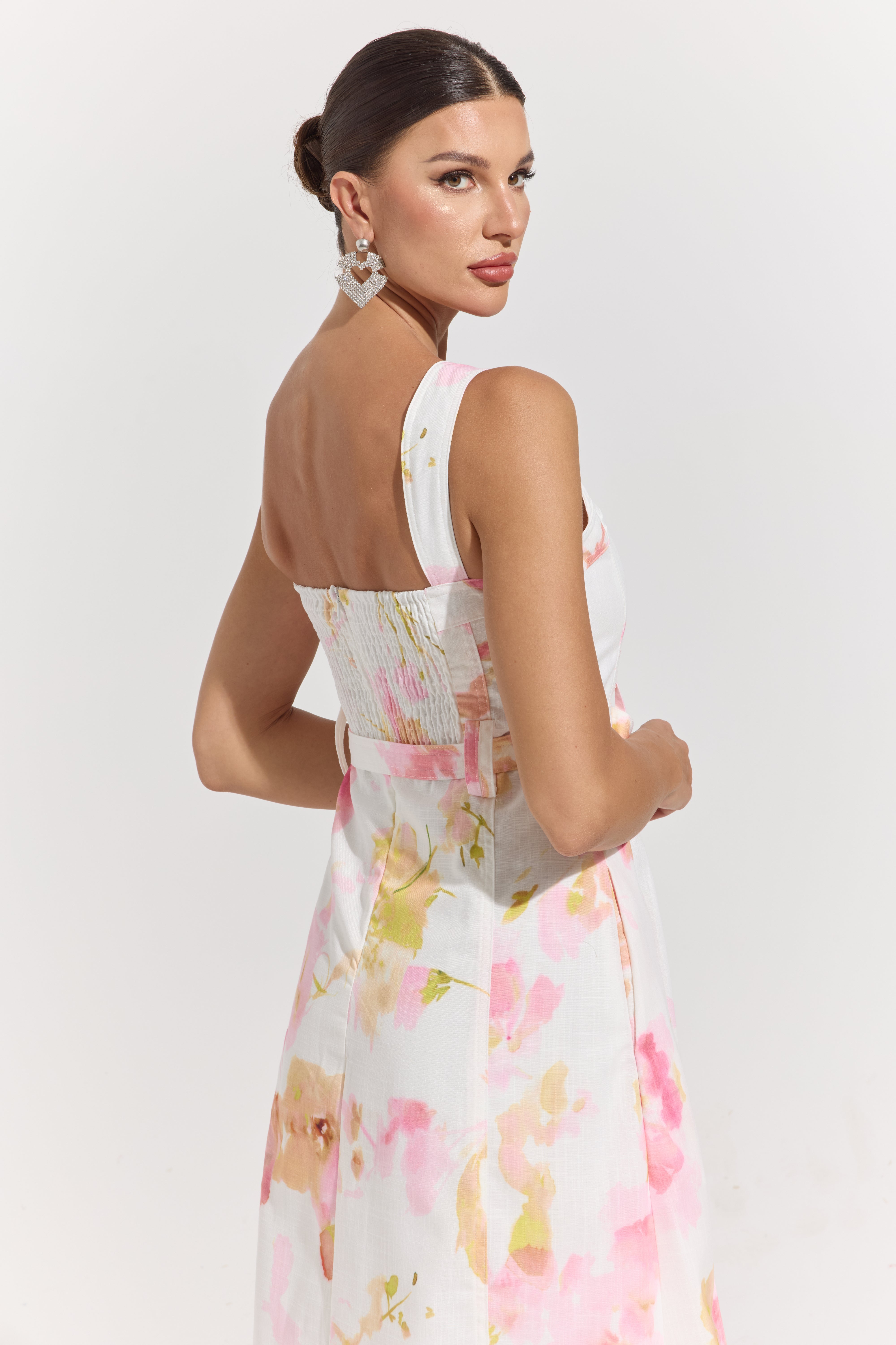 Ivy Blush Garden Belted Midi Dress