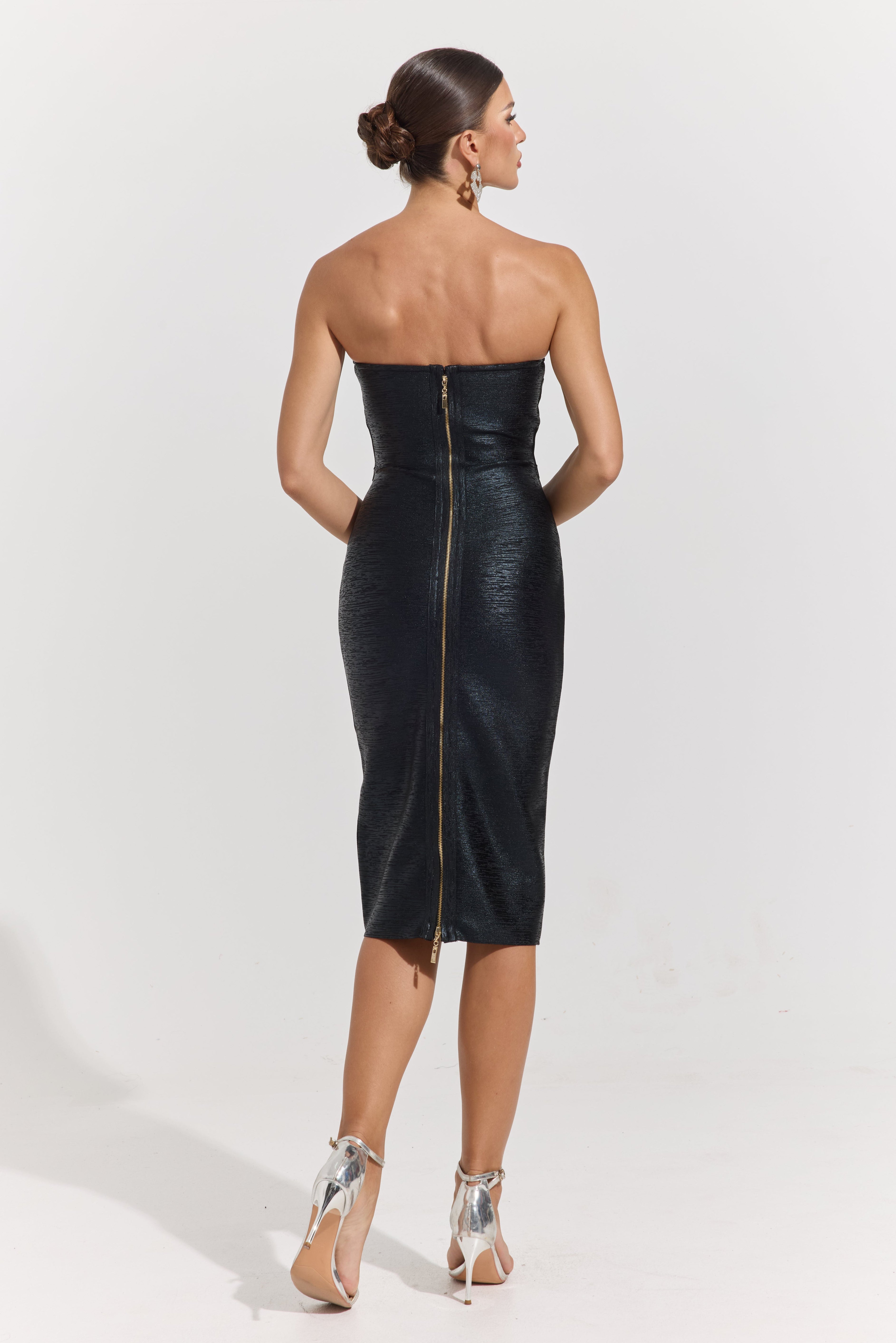 Geneva Noir Sculpt Bodycon Midi Dress