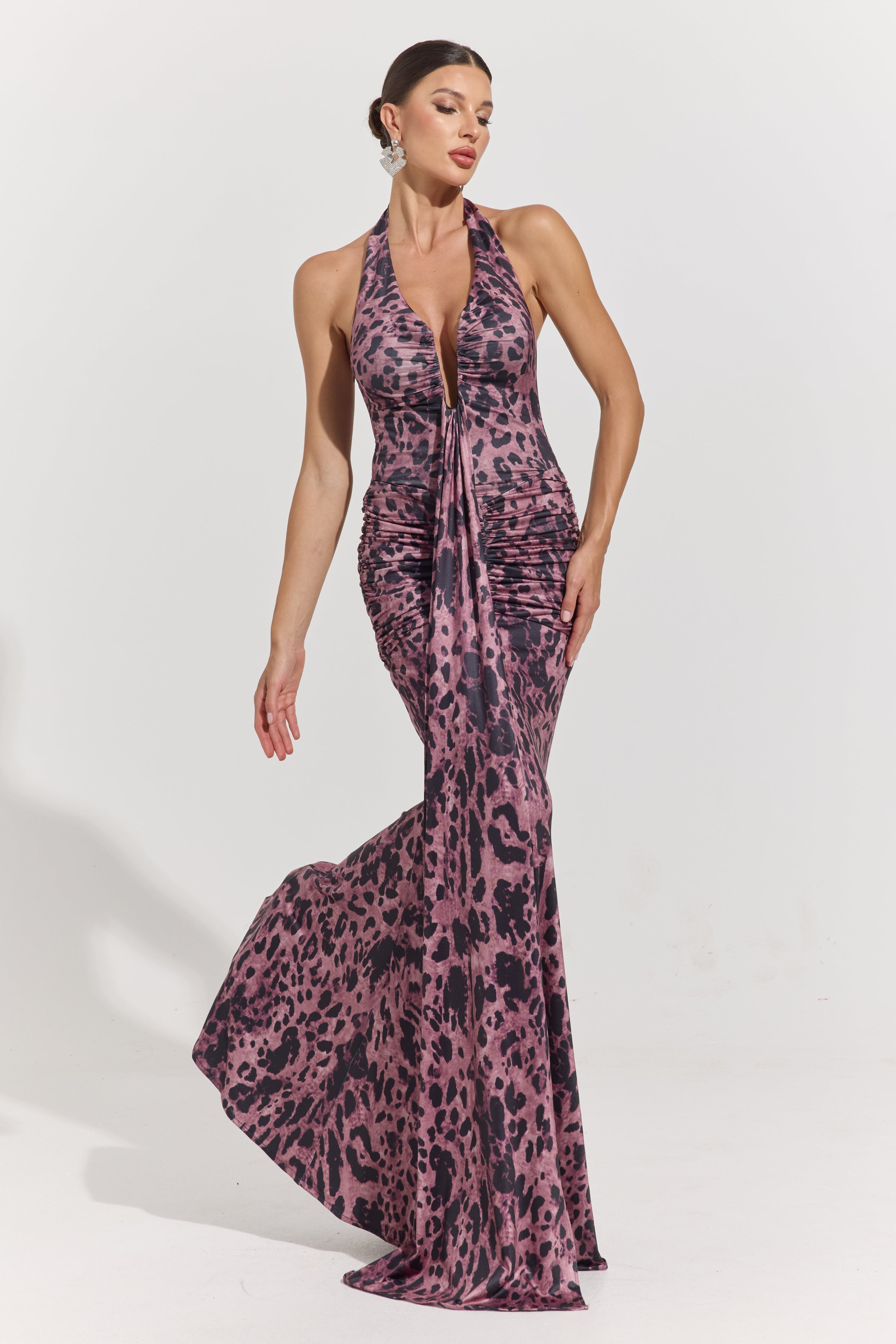 Pascale Orchid Halter Mermaid Maxi Dress