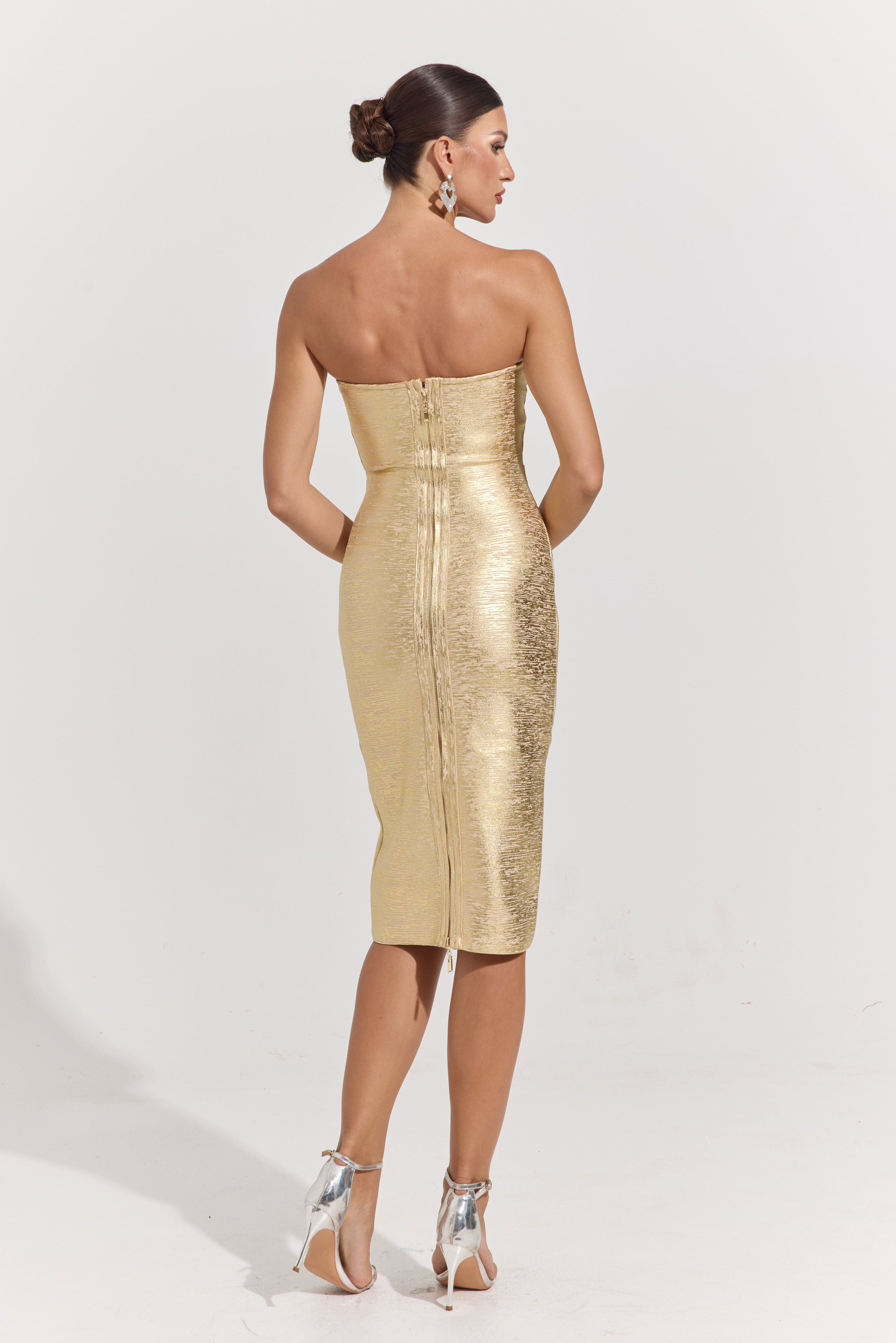 Robe midi moulante Geneva Gold Sculpt